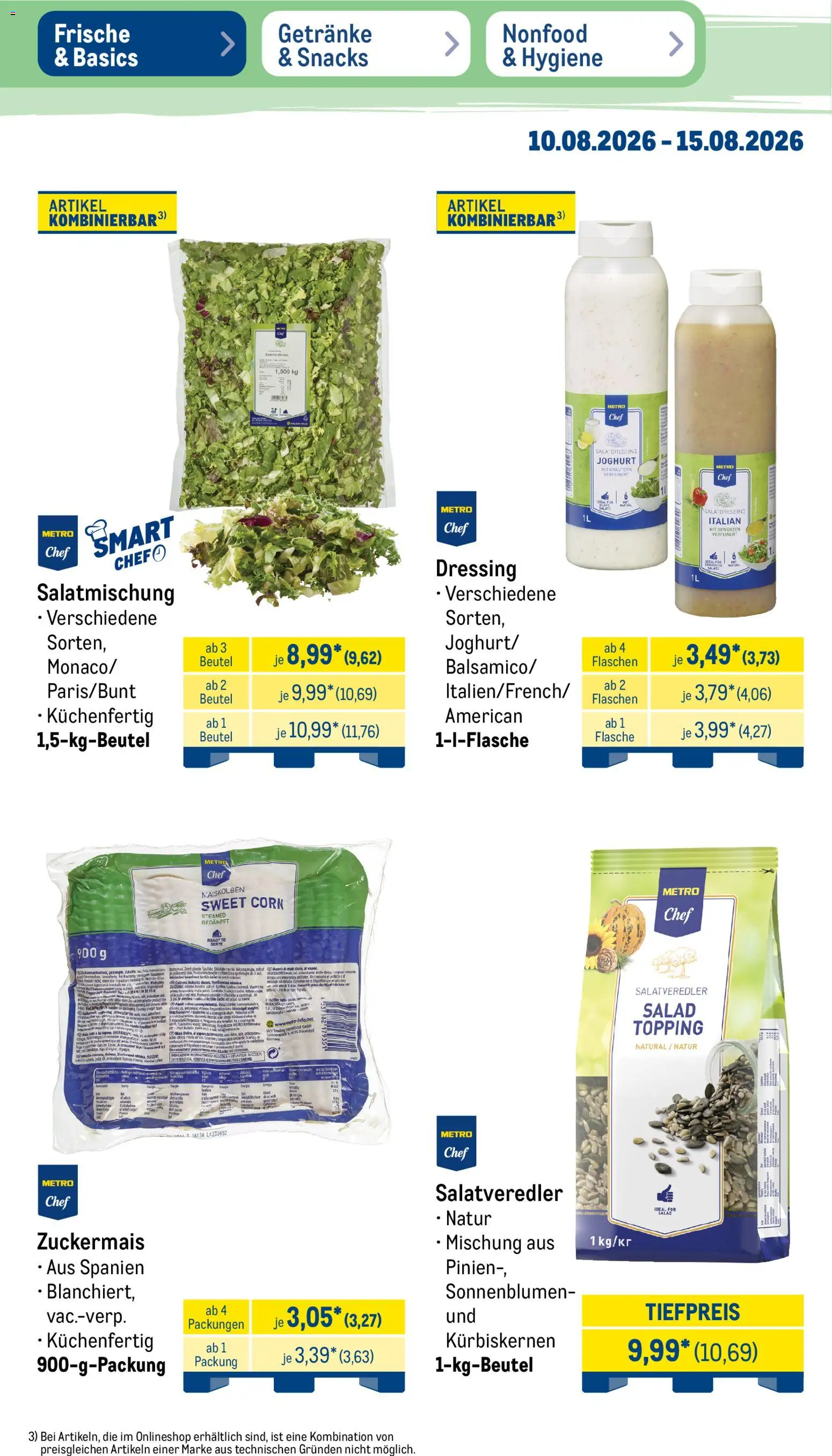 Metro Prospekt – gültig ab 10.08.2026 | Seite: 10 | Produkte: Mais, Joghurt, Dressing