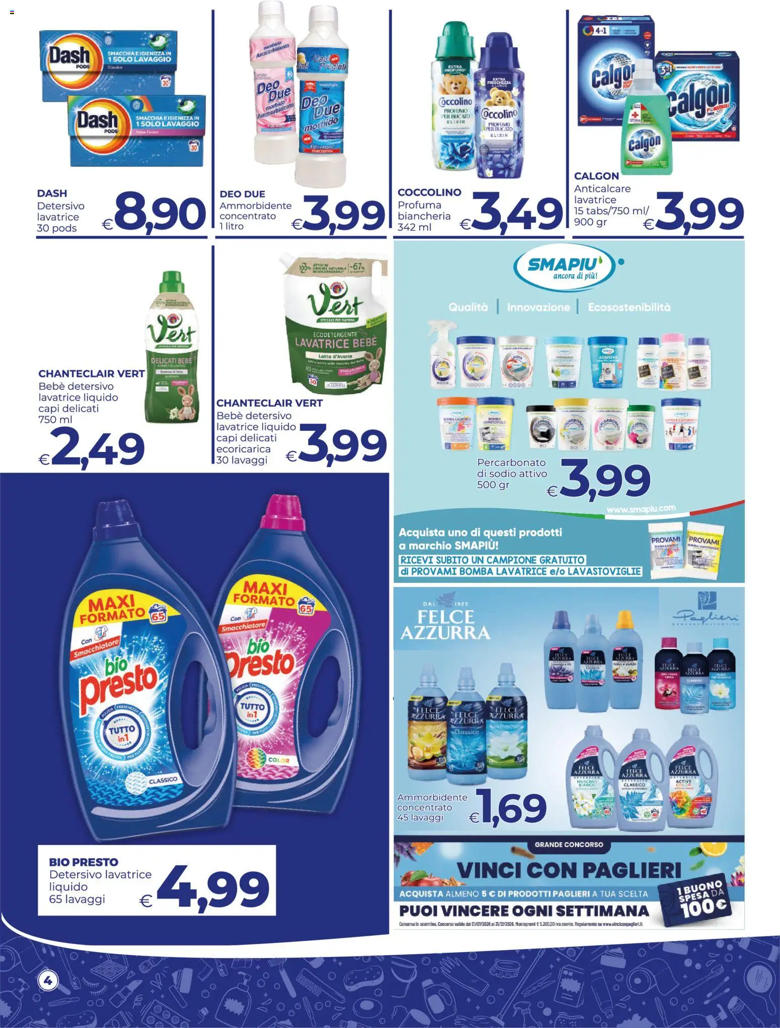 Volantino Pilato del 23/06/2026 | Pagina: 4 | Prodotti: Ammorbidente, Smacchiatore, Latte, Lavatrice