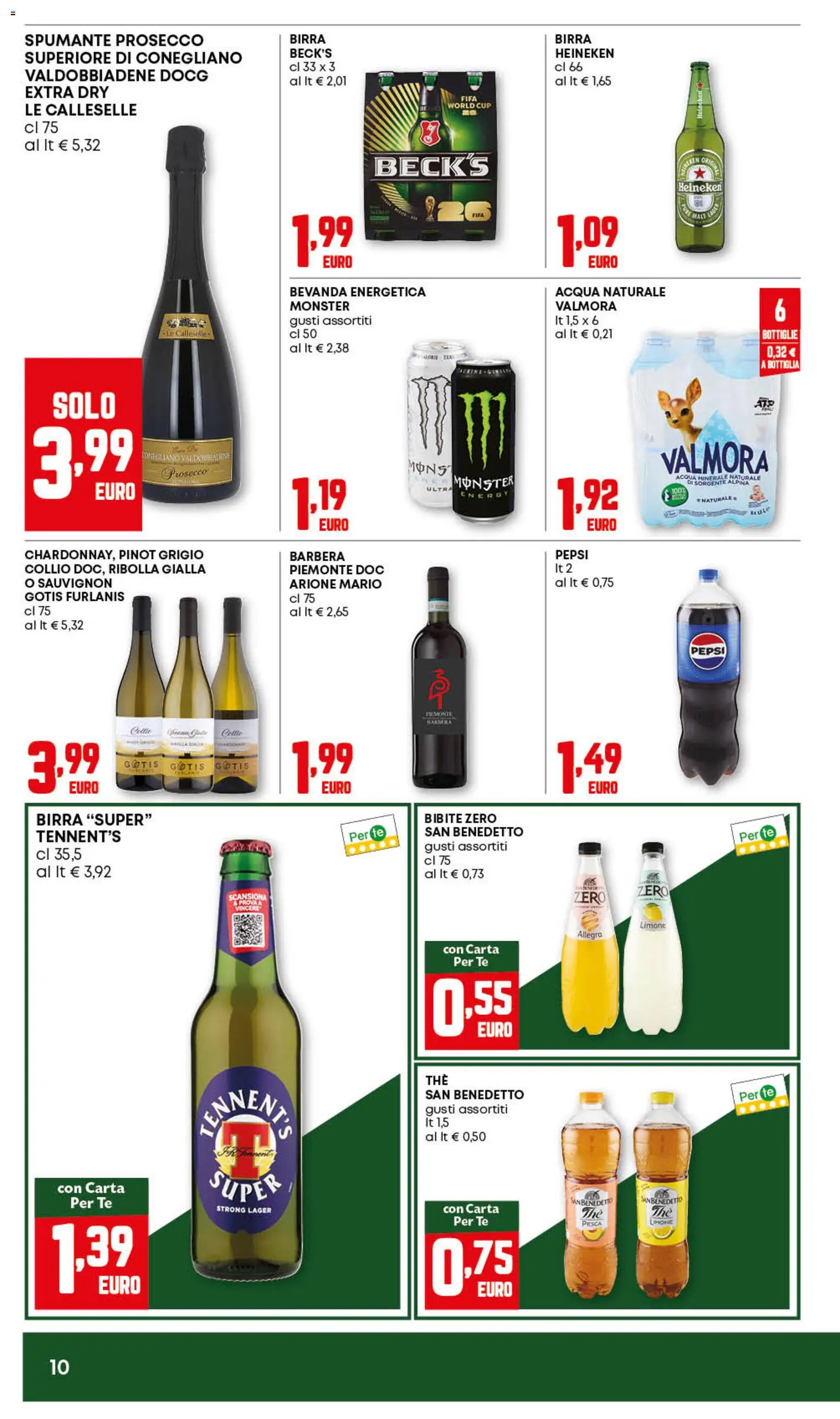 Volantino PAM del 27/08/2026 | Pagina: 10 | Prodotti: Tennent's, Birra, Prosecco, Pepsi