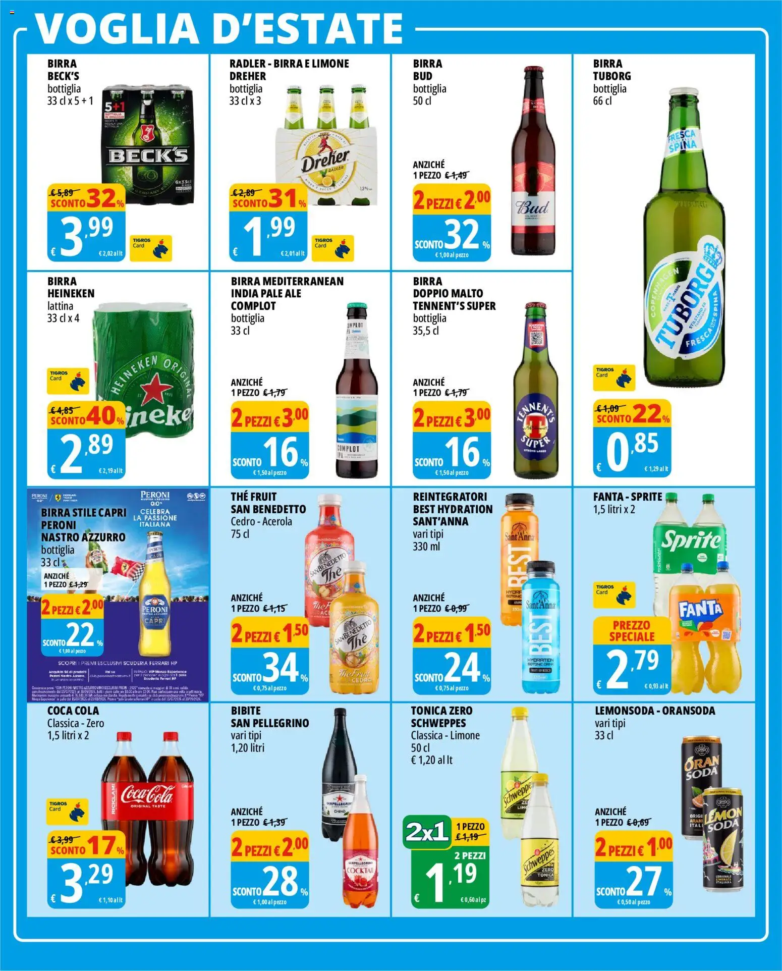 Volantino Tigros del 19/08/2026 | Pagina: 11 | Prodotti: Cocktail, Birra Heineken, Bottiglia, Coca Cola