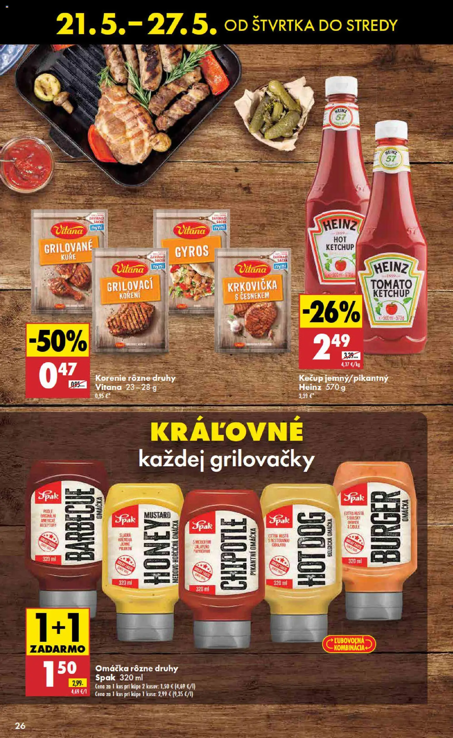 Nové Biedronka akcie – leták je platný od 21.05.2026 | Strana: 26 | Produkty: Krkovička, Kečup, Korenie, Omáčka