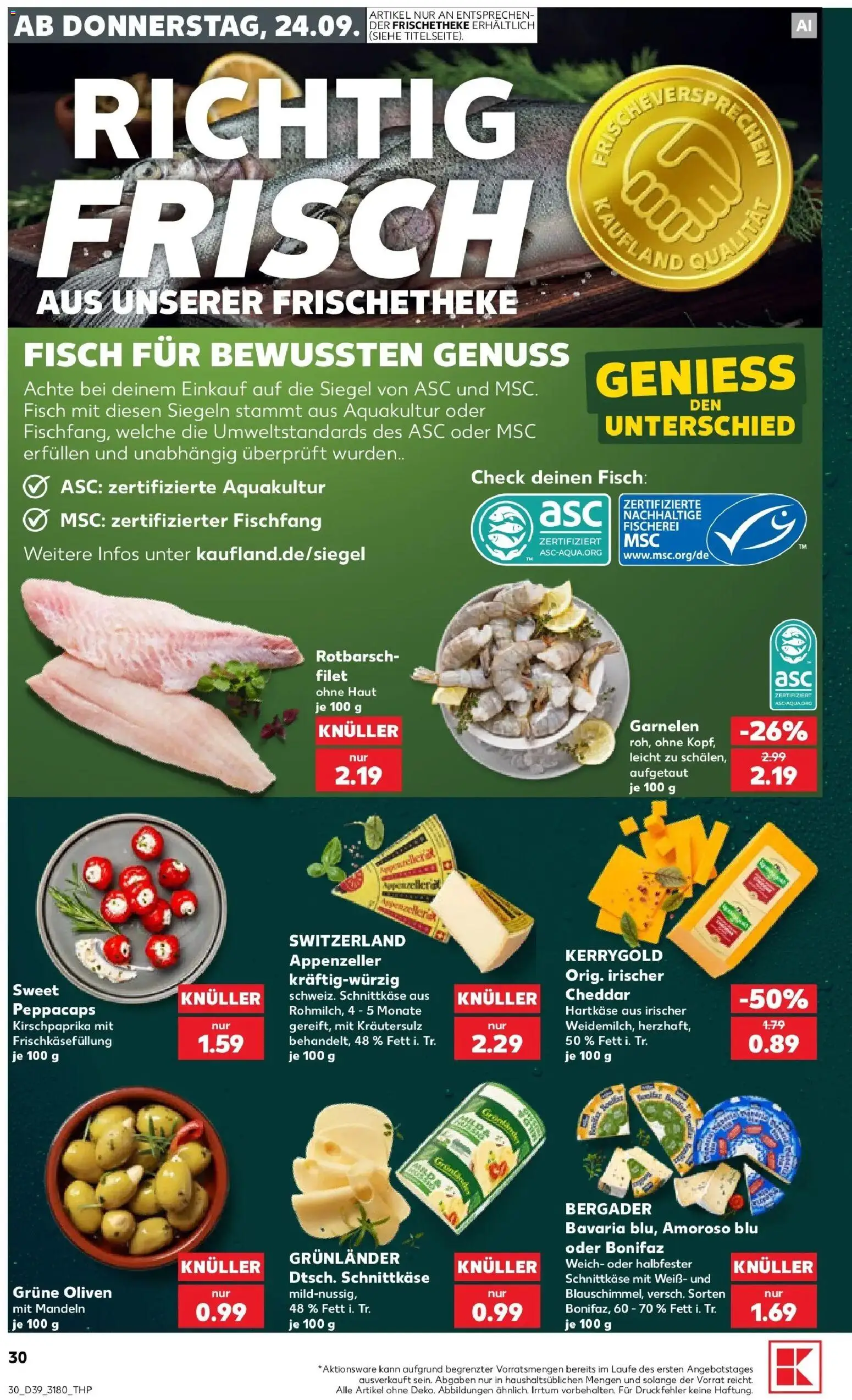 Prospekt Kaufland ab 21.09.2026 » Angebote Online zum Blättern | Seite: 33 | Produkte: Garnelen, Mandeln, Fisch, Grunlander