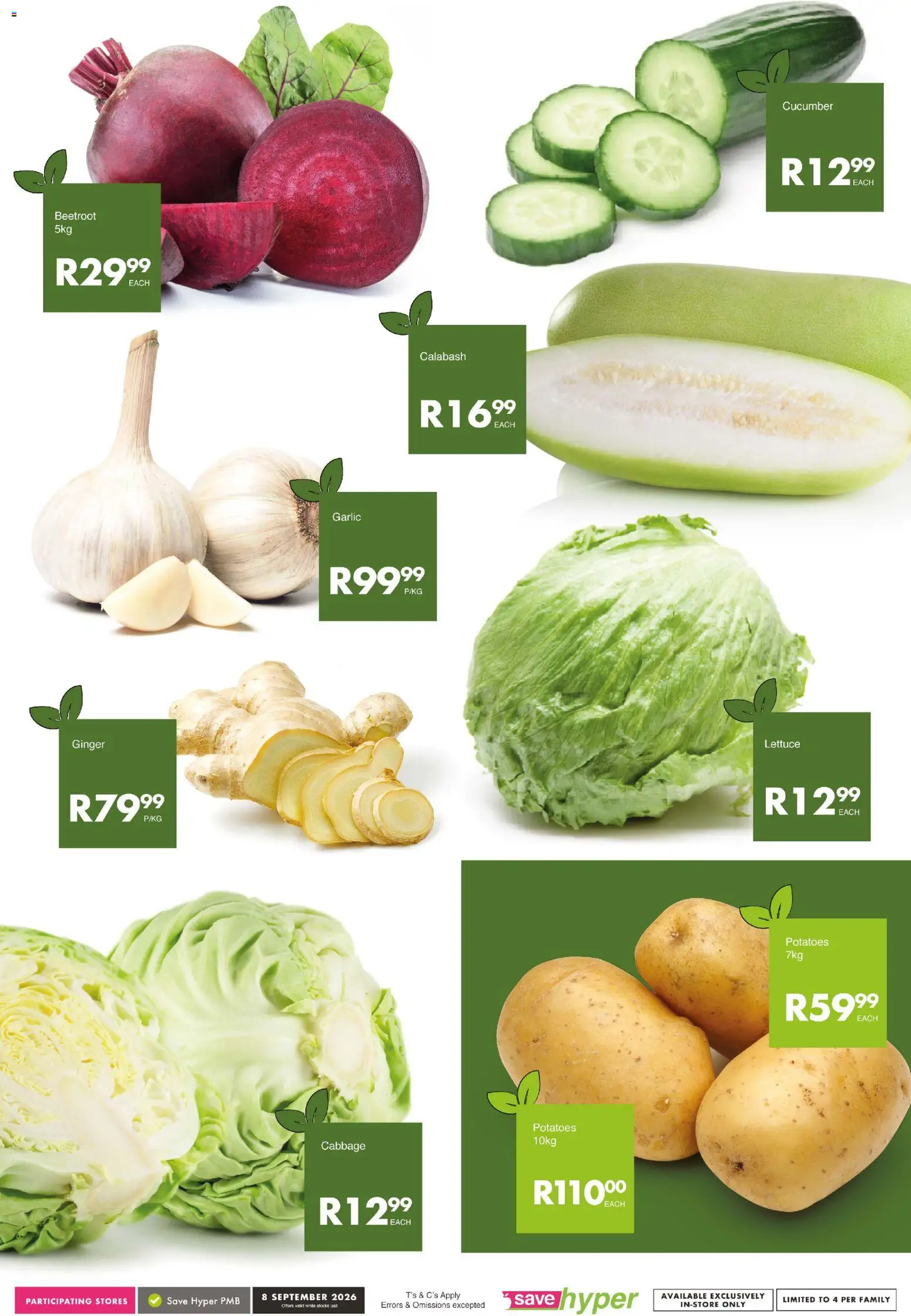 New Save catalogue – valid from 08/09/2026 | Page: 5 | Products: Potatoes, Garlic, Lettuce