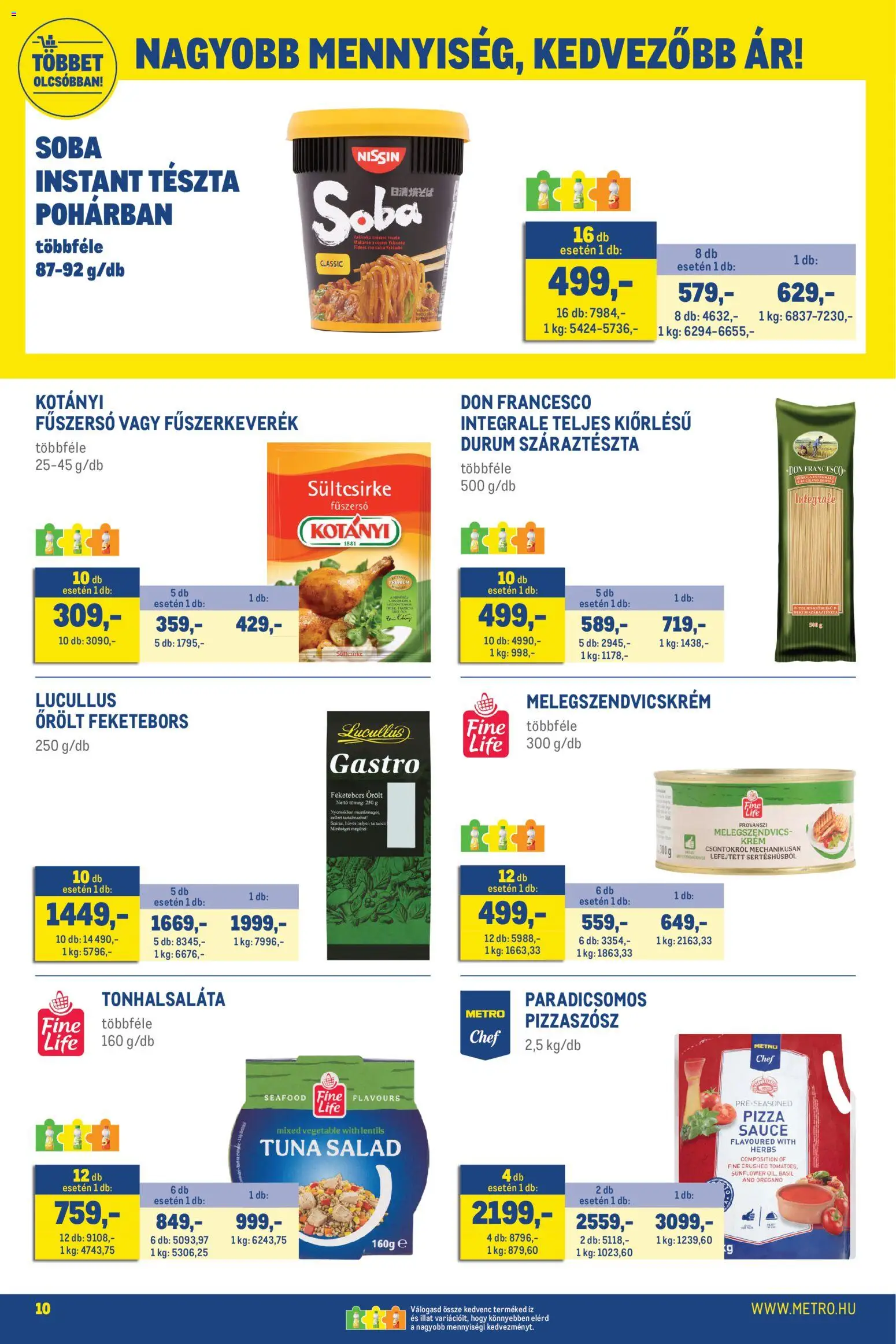 Metro akciós ujság - amely érvényes a következő dátumtól: 2026.09.01. | Oldal: 10 | Termékek: Tonhalsaláta, Lucullus, Pizza, Oregánó