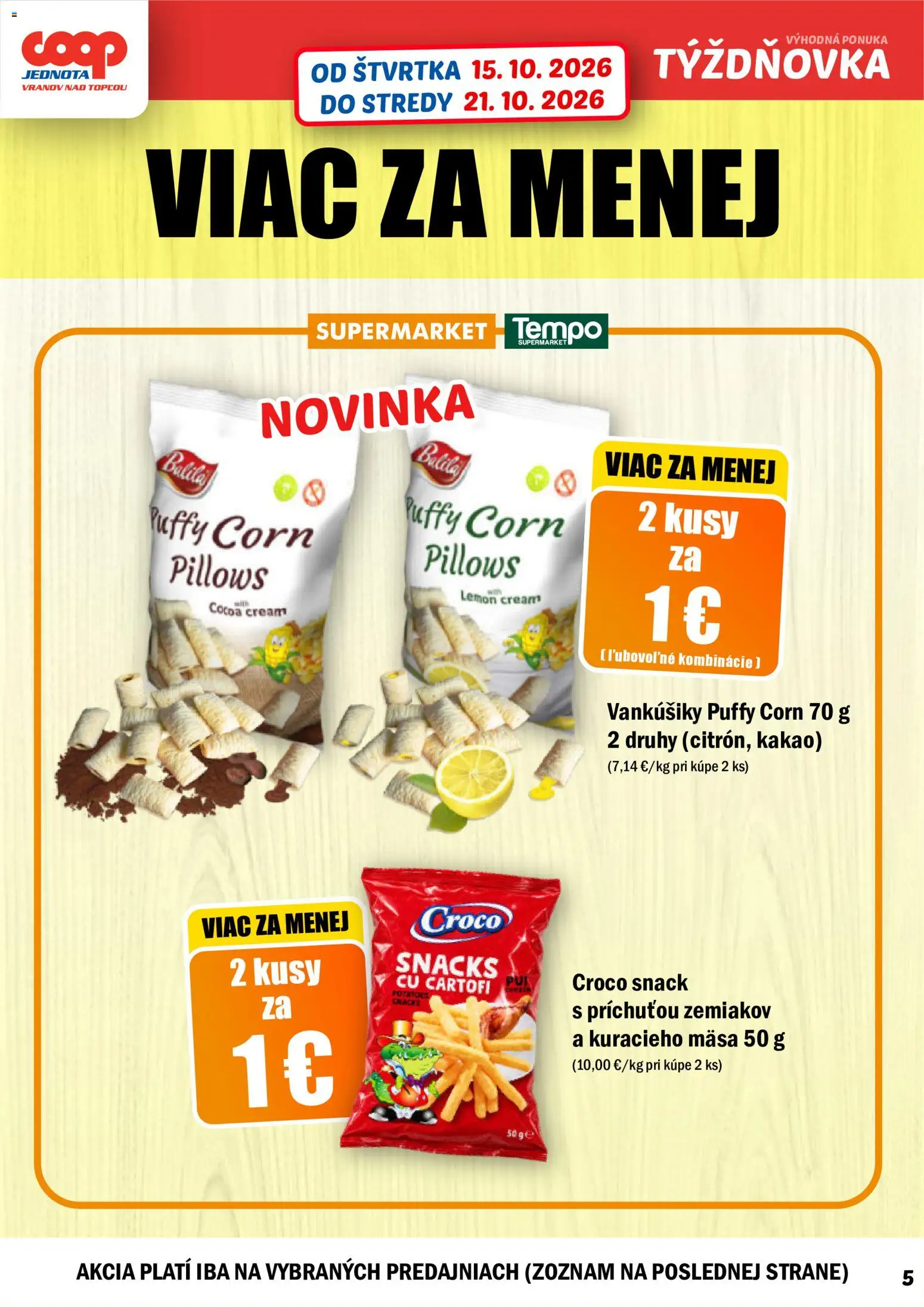 Nové COOP Jednota akcie – leták je platný od 15.10.2026 | Strana: 5 | Produkty: Kakao