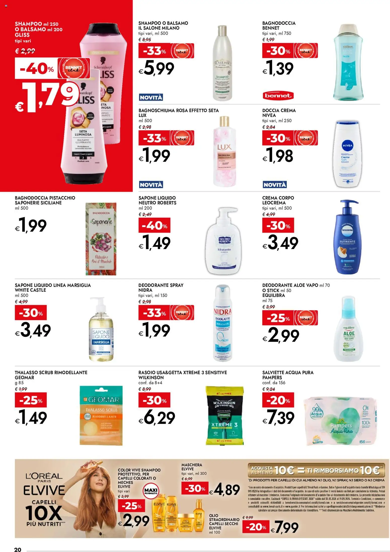Volantino bennet del 02/07/2026 | Pagina: 20 | Prodotti: Maschera, Rasoio, Sapone, Bagnoschiuma