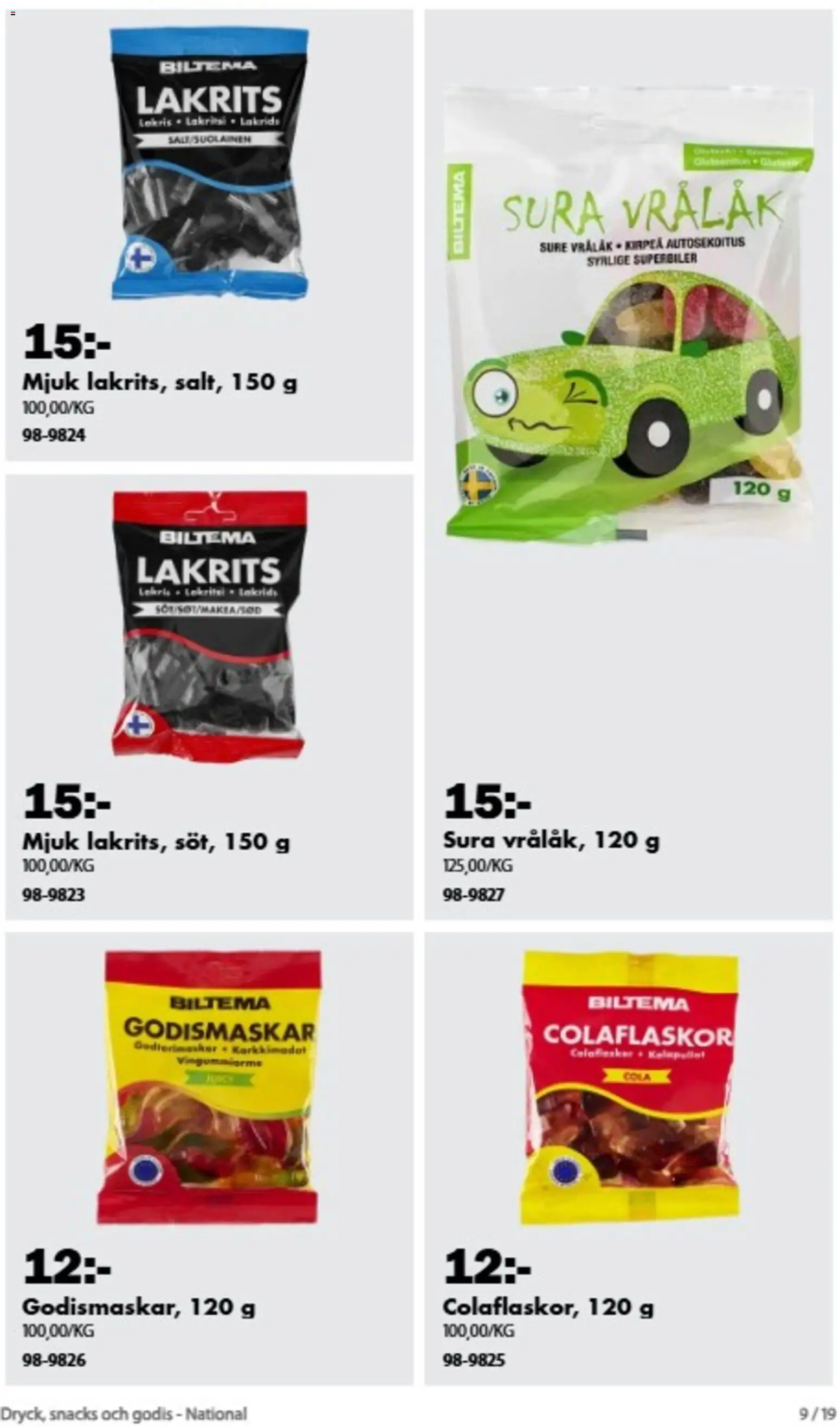 Biltema reklamblad aktuell från 21/08/2026 | Sida: 8 | Produkter: Lakrits, Snacks, Godis