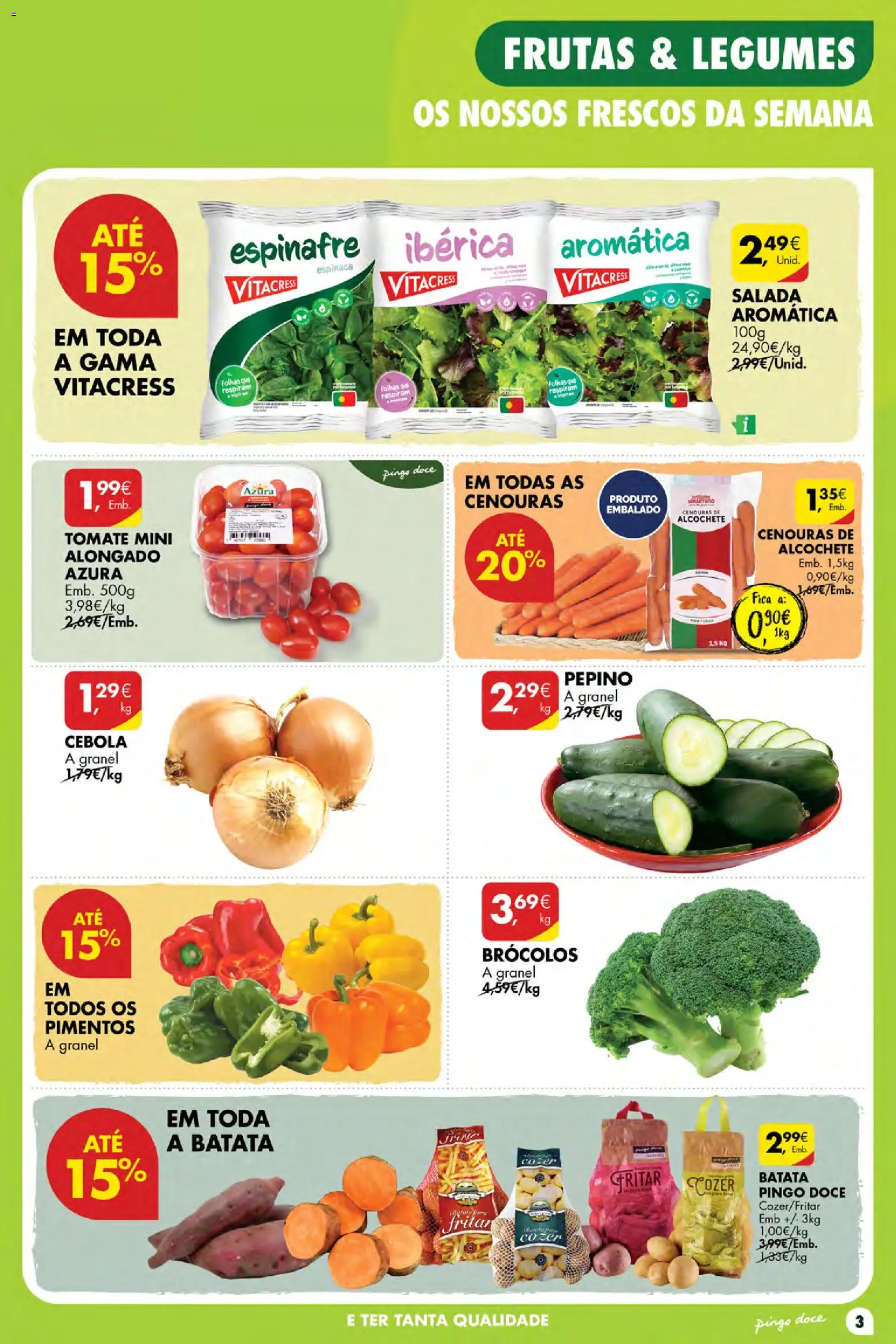 Pingo Doce folheto Poupe Esta Semana Açores │ válido de 08/10/2026 | Página: 3 | Produtos: Cenouras, Batata, Tomate, Salada