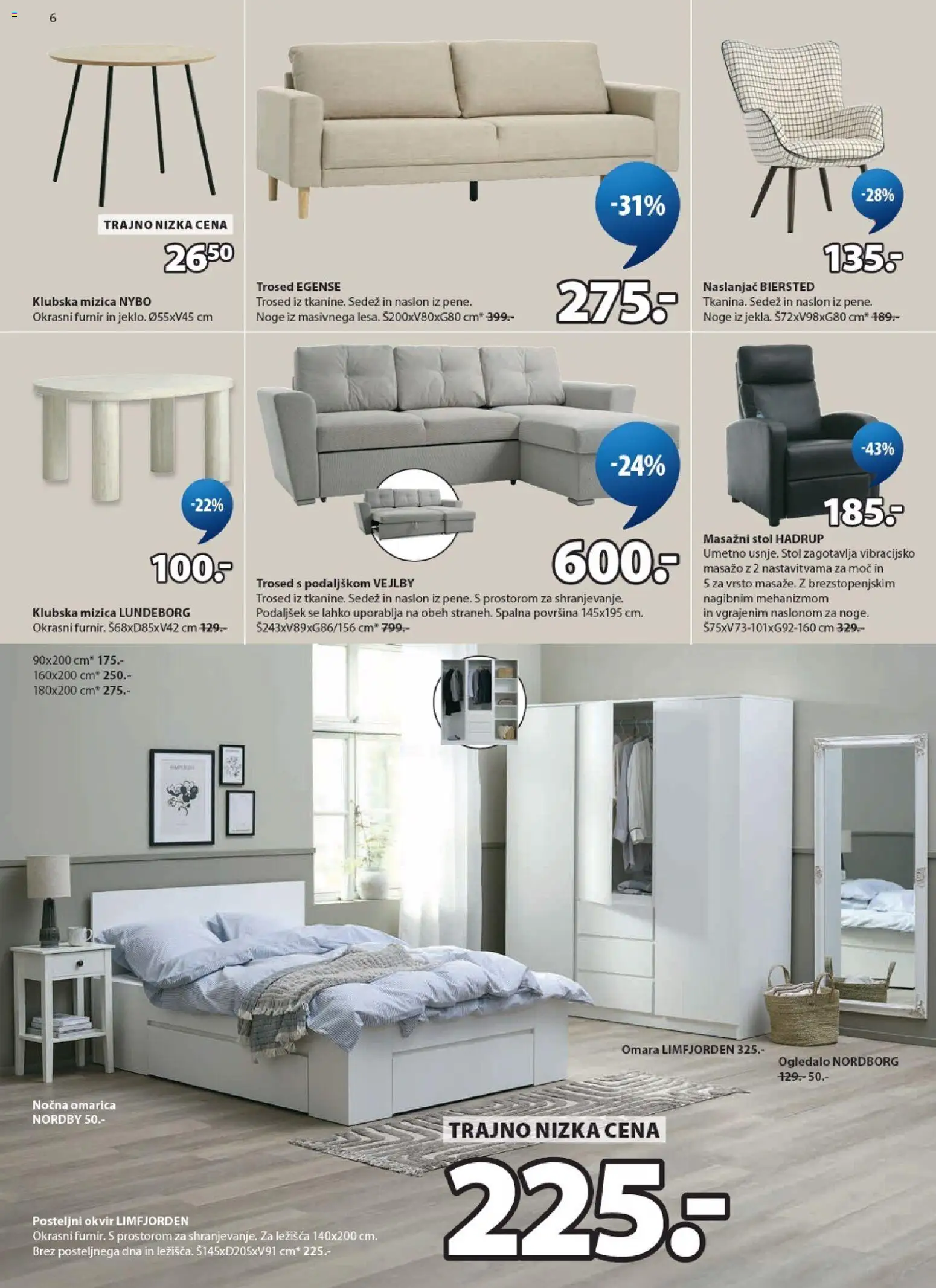 Novi JYSK katalog ponudbe – veljaven od 18.05.2026 | Stran: 6 | Izdelki: Okvir, Posteljni okvir, Omara, Stol