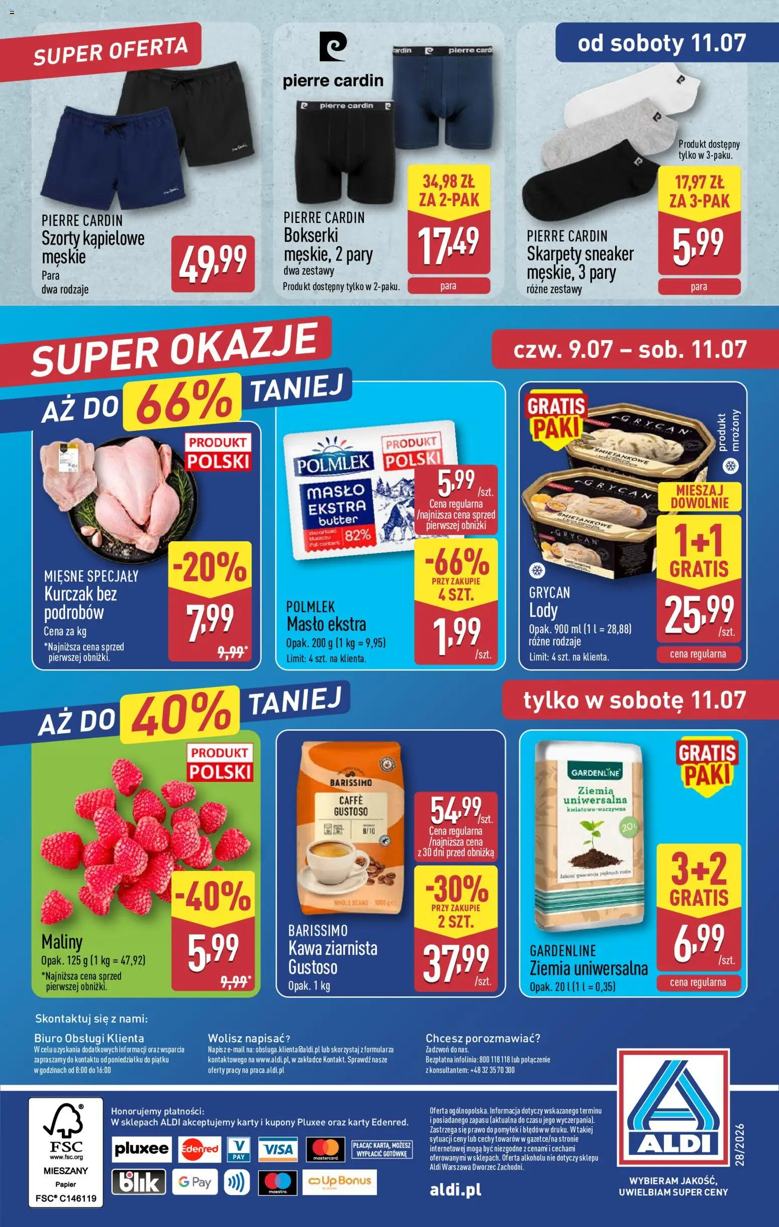 Aldi Polsko leták - Oferta weekendowa od 09.07.2026 | Strana: 14 | Produkty: Máslo, Maliny, Karty