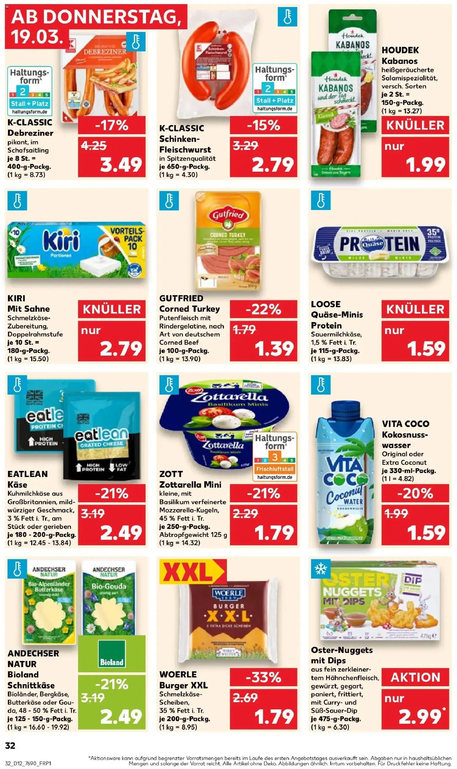 Kaufland Prospekt Unterschleißheim	 – gültig ab 16.03.2026 | Seite: 44 | Produkte: Mozzarella, Burger, Wasser, Schinken