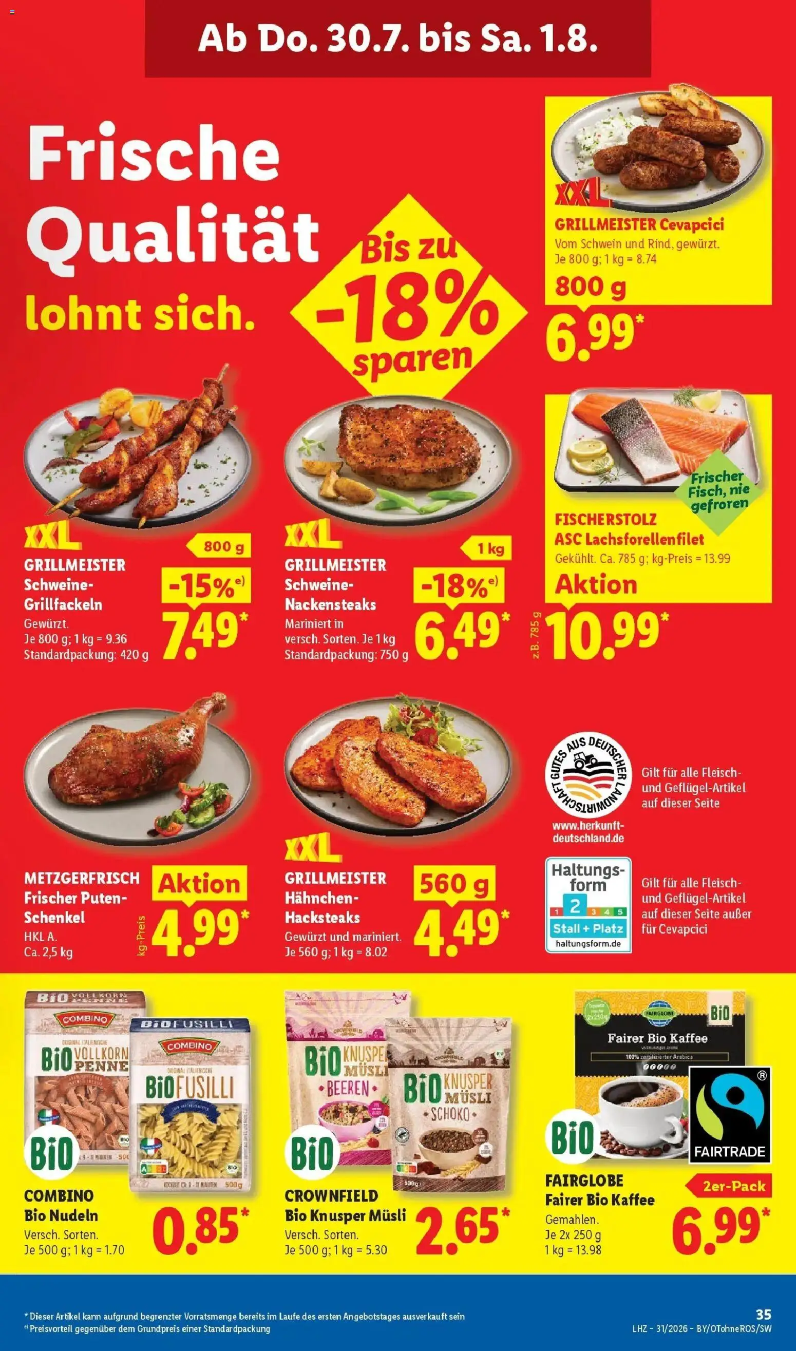 Lidl Prospekt Weikersheim – gültig ab 27.07.2026 | Seite: 55 | Produkte: Hahnchen, Kaffee, Cevapcici, Fleisch