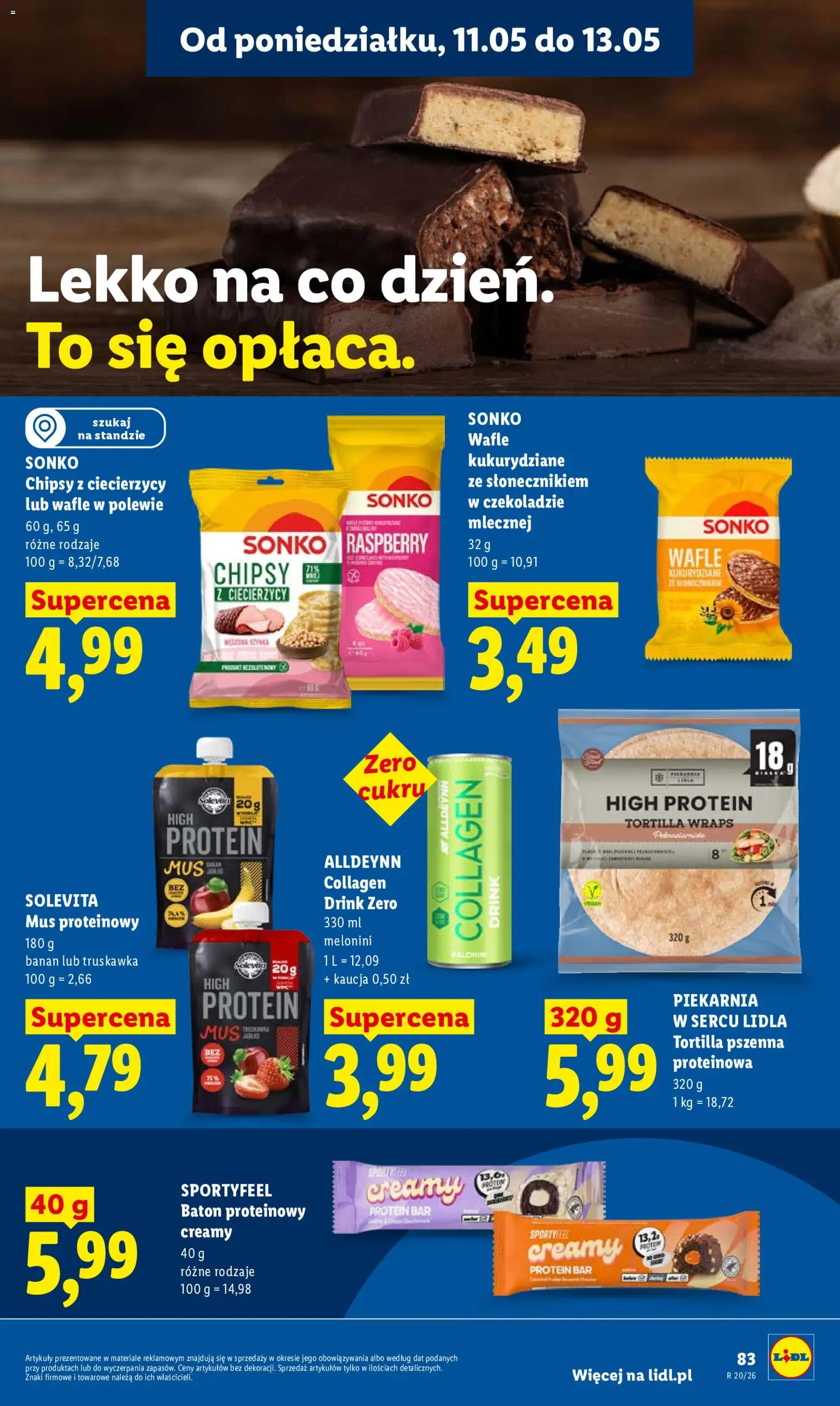 Lidl Polsko leták od 11.05.2026 | Strana: 85 | Produkty: Tortilla wraps, Solevita, Chipsy, Protein