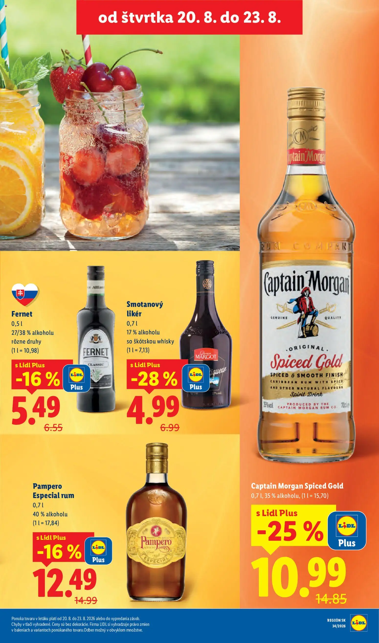 Nové Lidl akcie – leták je platný od 17.08.2026 | Strana: 75 | Produkty: Captain Morgan, Whisky, Fernet, Rum