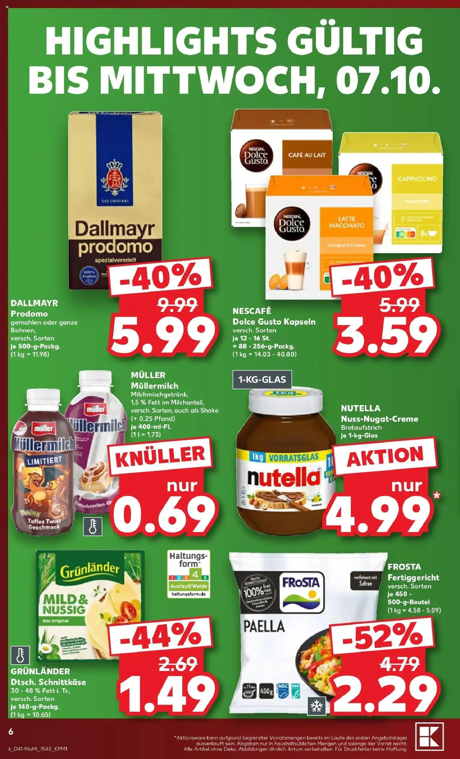 Prospekt Kaufland ab 05.10.2026 » Angebote Online zum Blättern | Seite: 6 | Produkte: Nescafe, Nutella, Grunlander, Müllermilch