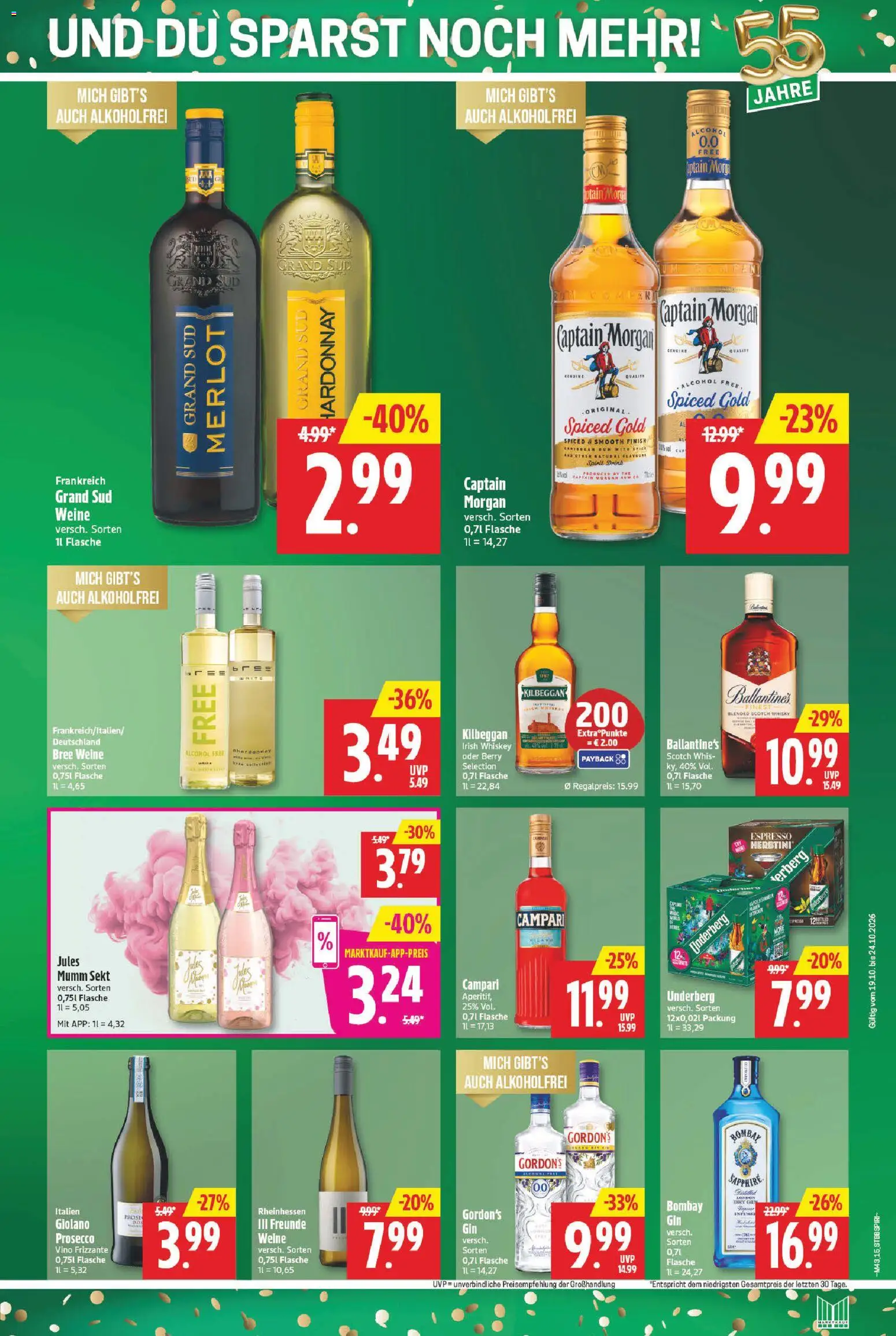 Marktkauf Prospekt – gültig ab 19.10.2026 | Seite: 17 | Produkte: Whisky, Sekt, Gin, Underberg