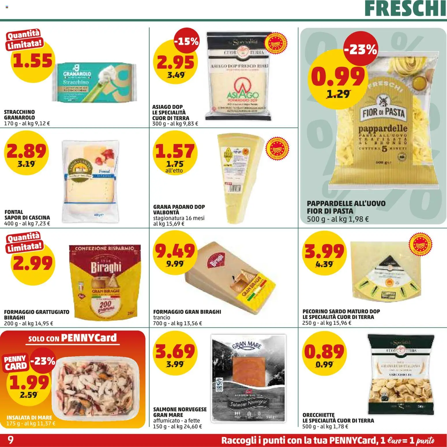 Volantino PENNY del 21.05.2026 | Pagina: 9 | Prodotti: Salmone, Pasta, Pecorino, Terra