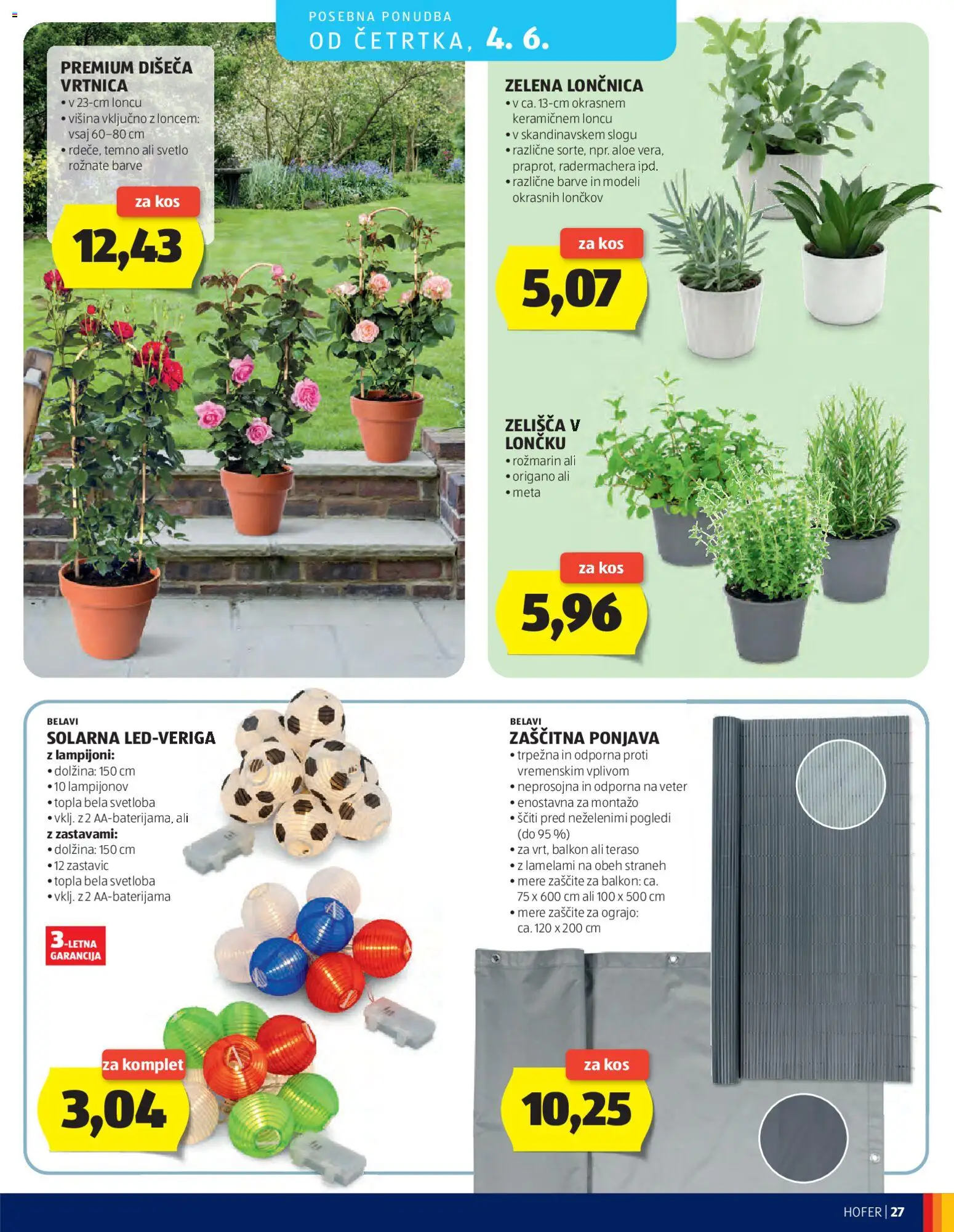 Novi Hofer katalog ponudbe – veljaven od 27.05.2026 | Stran: 27 | Izdelki: Kos, Zelena