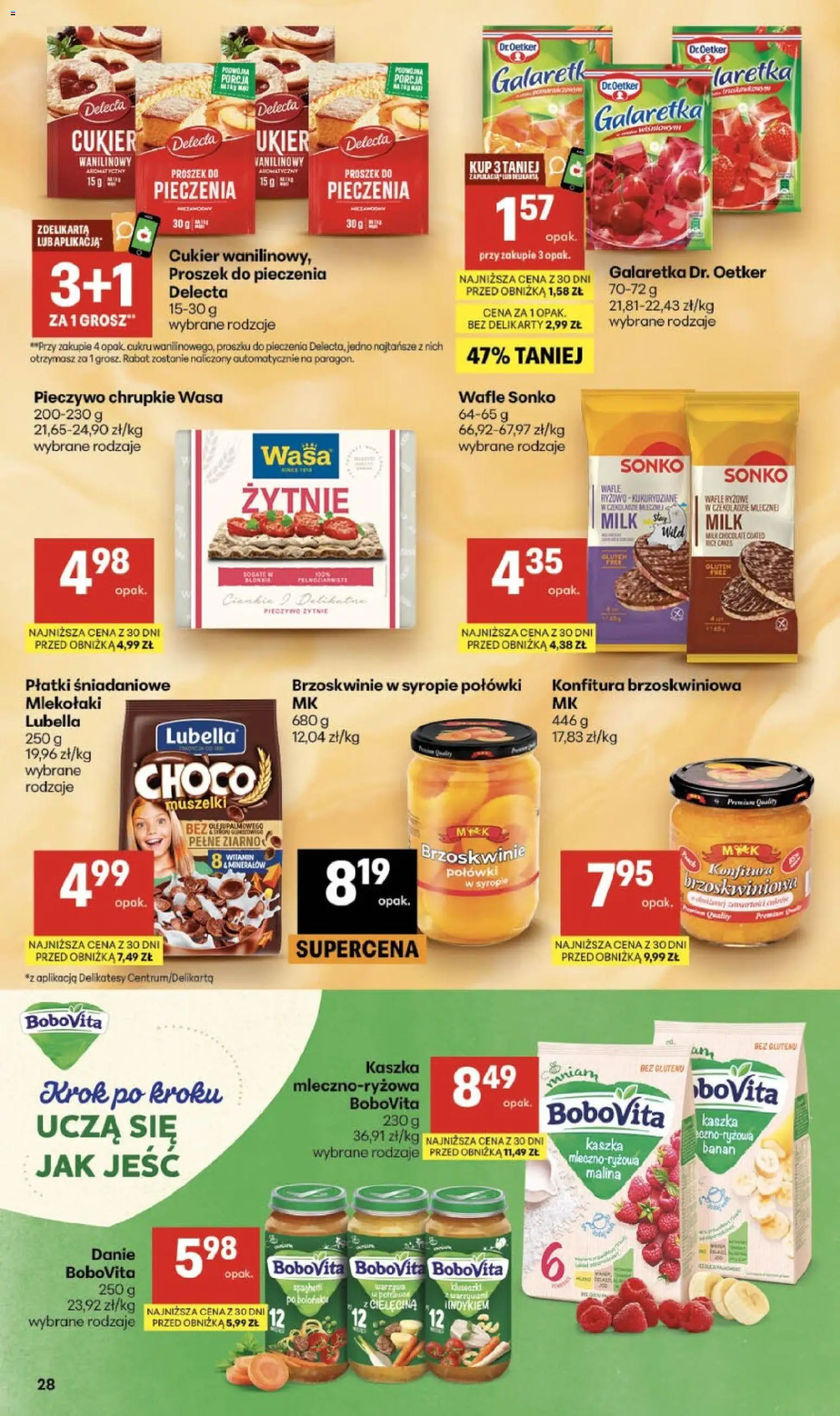 Delikatesy Centrum gazetka - Sklepy Własne od 03.09.2026 | Strona: 28 | Produkty: Pieczywo, Proszek do pieczenia, Delikatesy, Banan