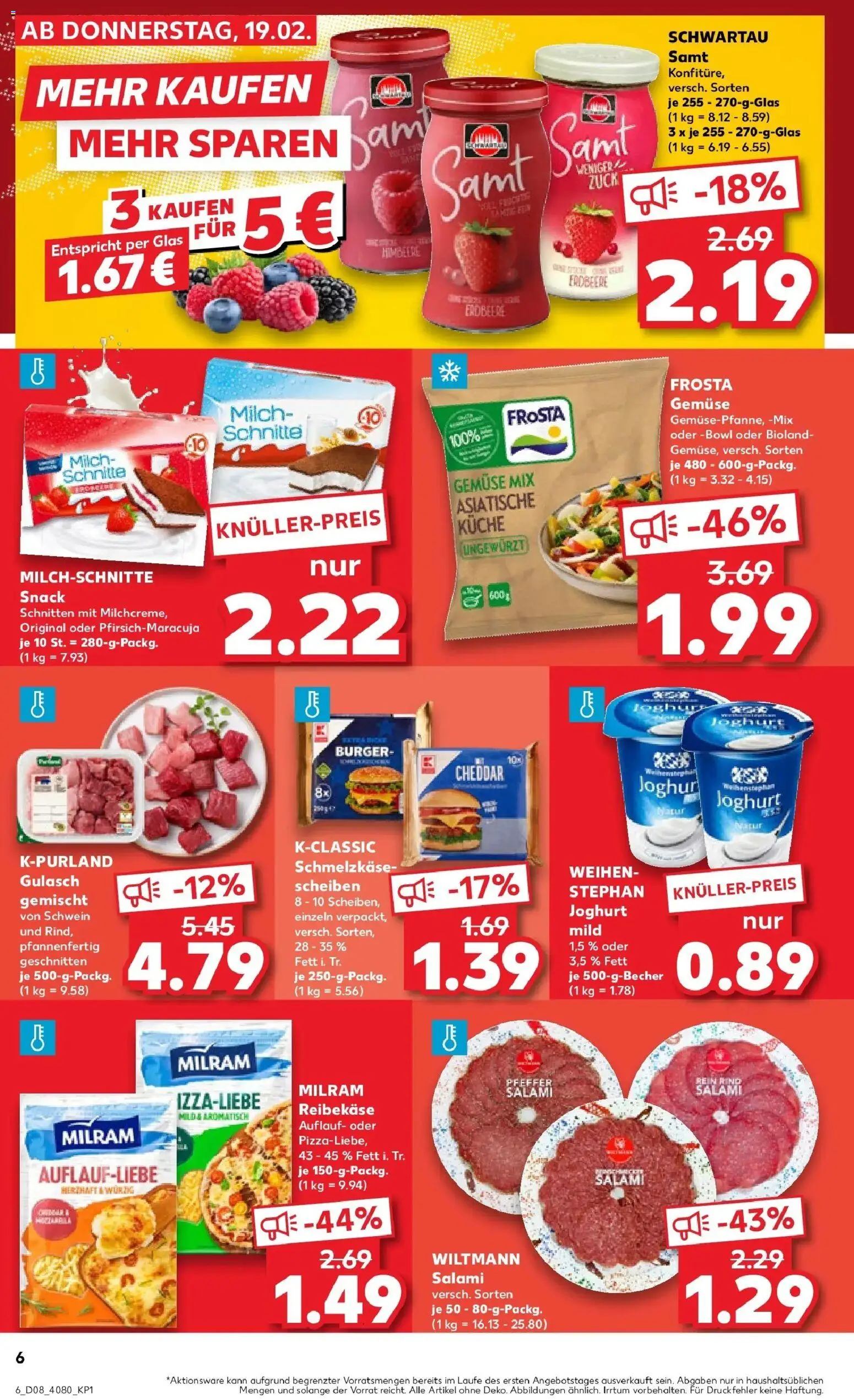 Kaufland prospekt Calw	 – gültig ab 19.02.2026 | Seite: 14 | Produkte: Joghurt, Burger, Milram, Salami