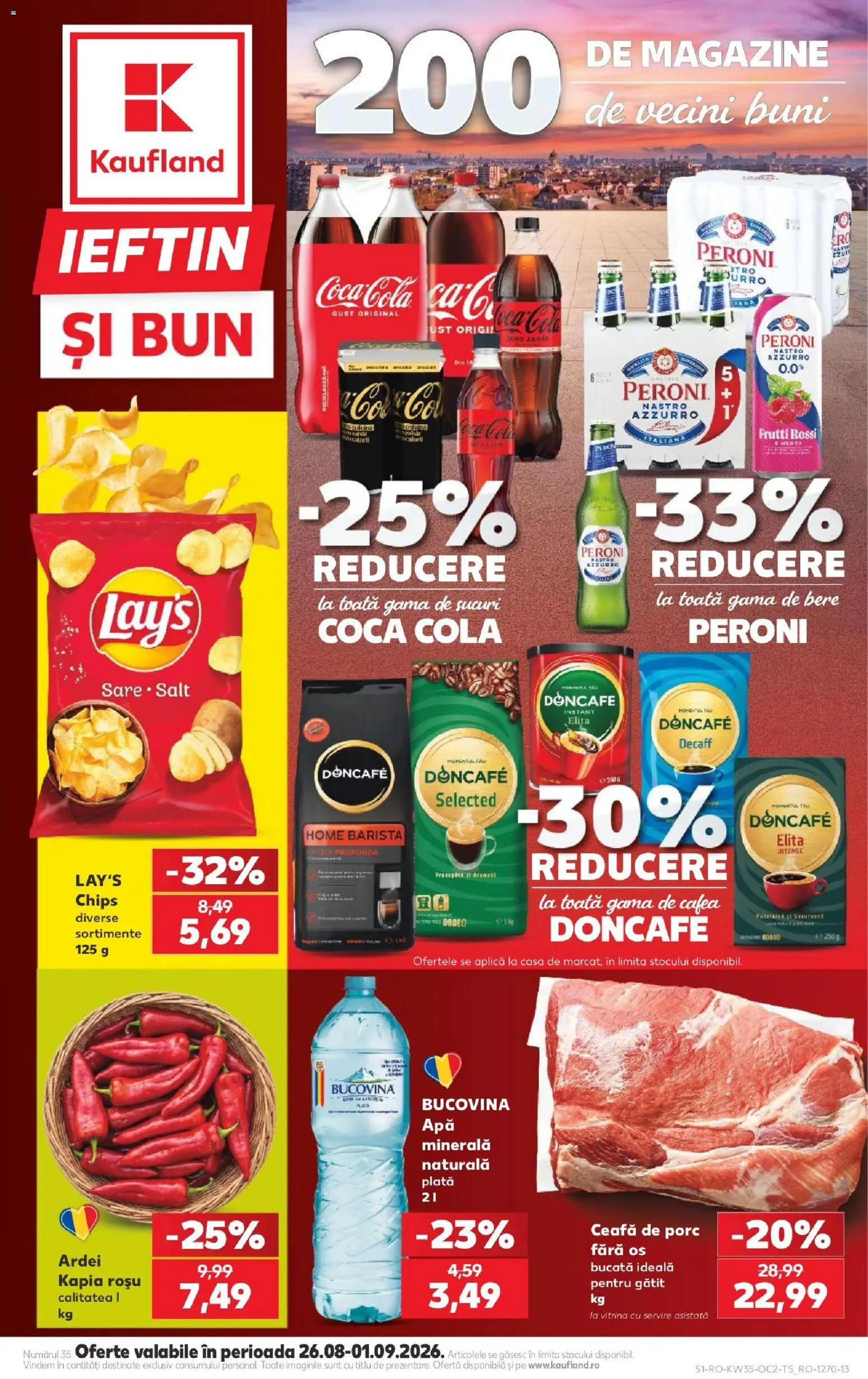 Noul catalog Kaufland – valabil de la 26.08.2026 | Pagină: 1 | Produse: Aplică, Ceafa de porc, Peroni nastro azzurro, Cola
