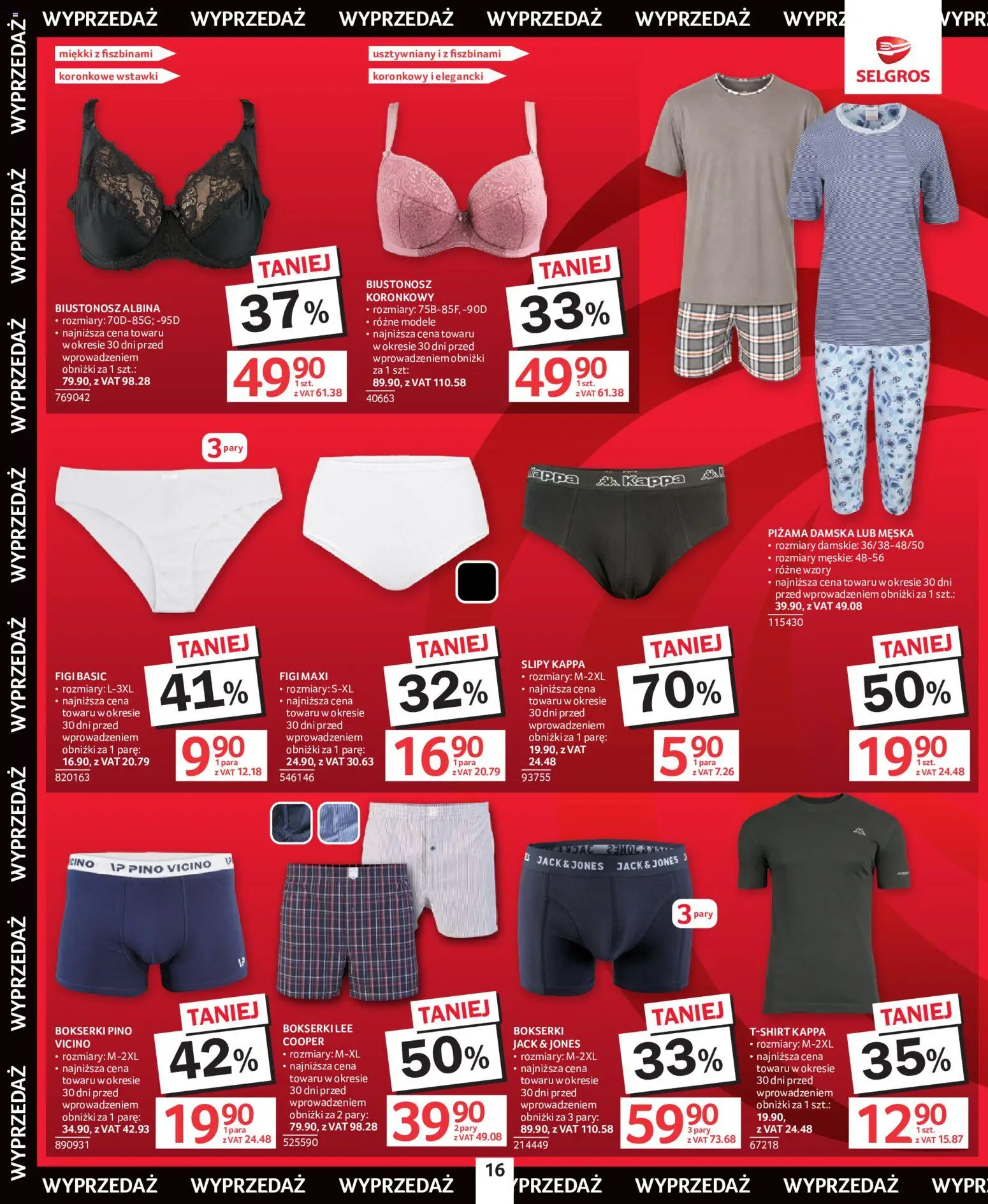 Selgros cash&carry gazetka - Totalna Wyprzedaż od 02.07.2026 | Strona: 16 | Produkty: Biustonosz, Piżama, Bokserki