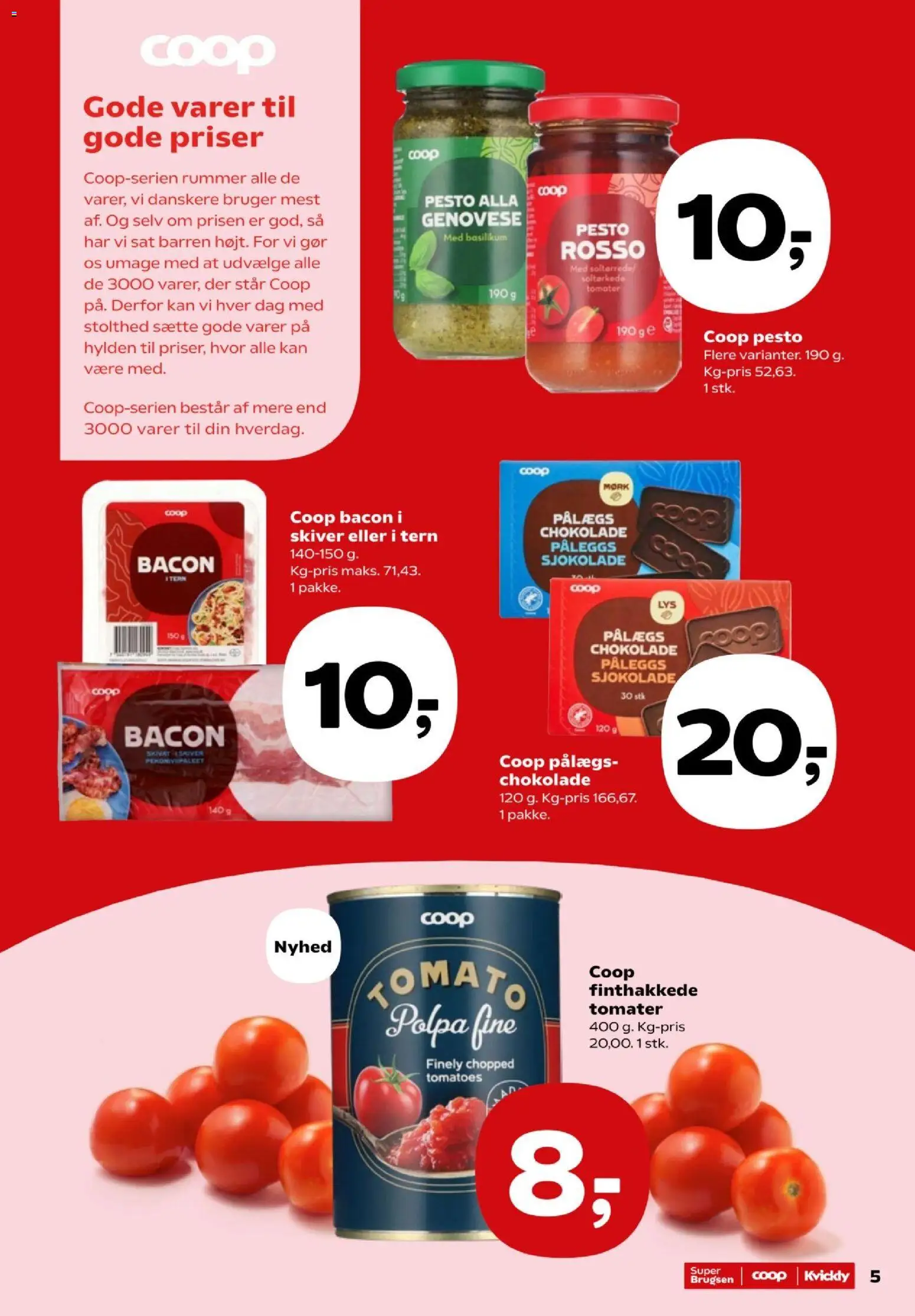 Kvickly tilbudsavis – gyldig fra 23/10/2026 | Side: 5 | Produkter: Chokolade, Tomater, Pesto, Basilikum