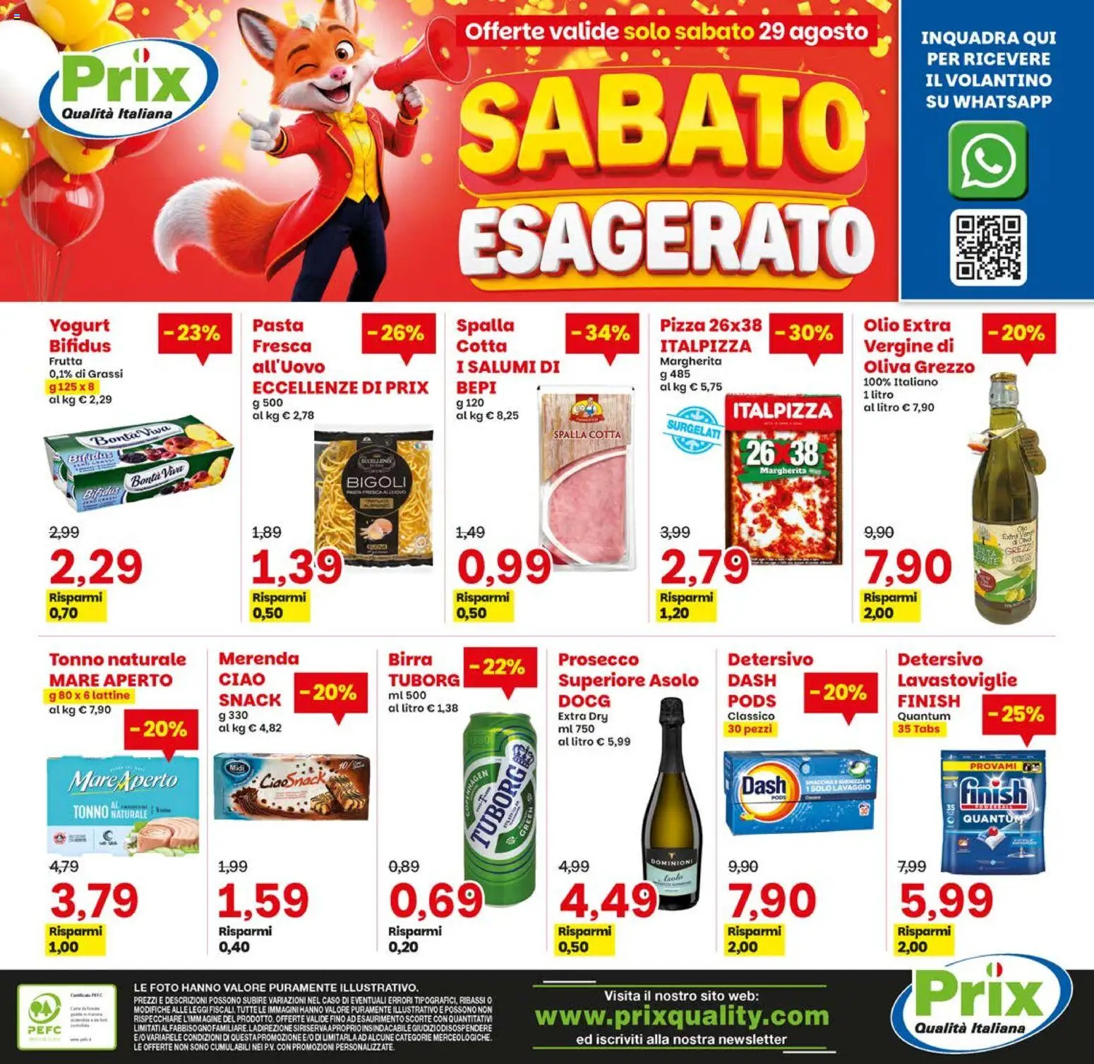 Volantino Prix del 21/08/2026 | Pagina: 20 | Prodotti: Yogurt, Prosecco, Frutta, Lavastoviglie