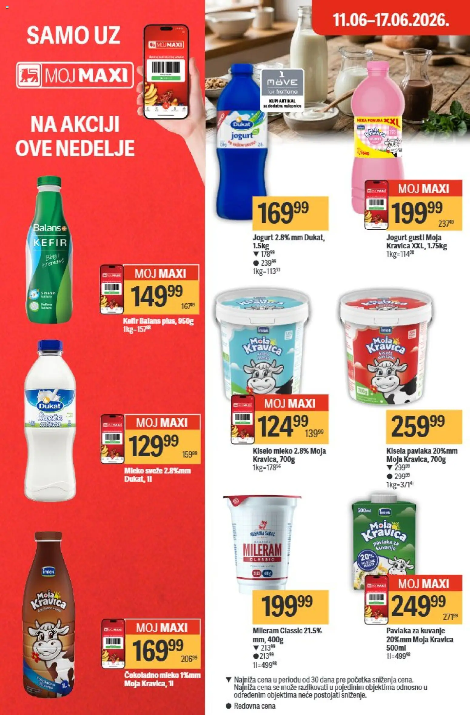 Maxi katalog - važi od 11.06.2026 | Strana: 22 | Proizvode: Čokoladno mleko, Moja kravica, Jogurt, Pavlaka