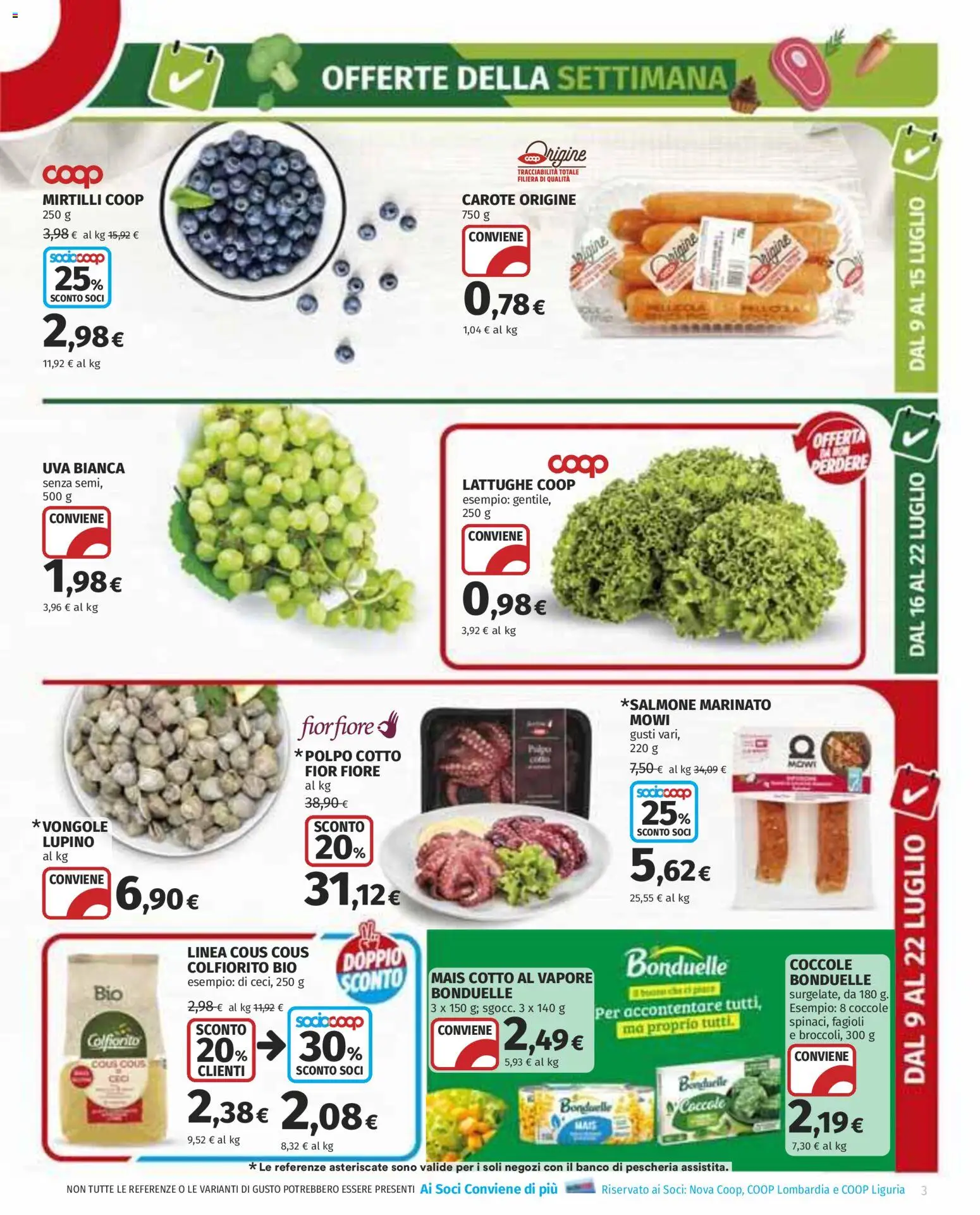Volantino COOP del 09/07/2026 | Pagina: 3 | Prodotti: Polpo, Uva, Mirtilli, Cous cous