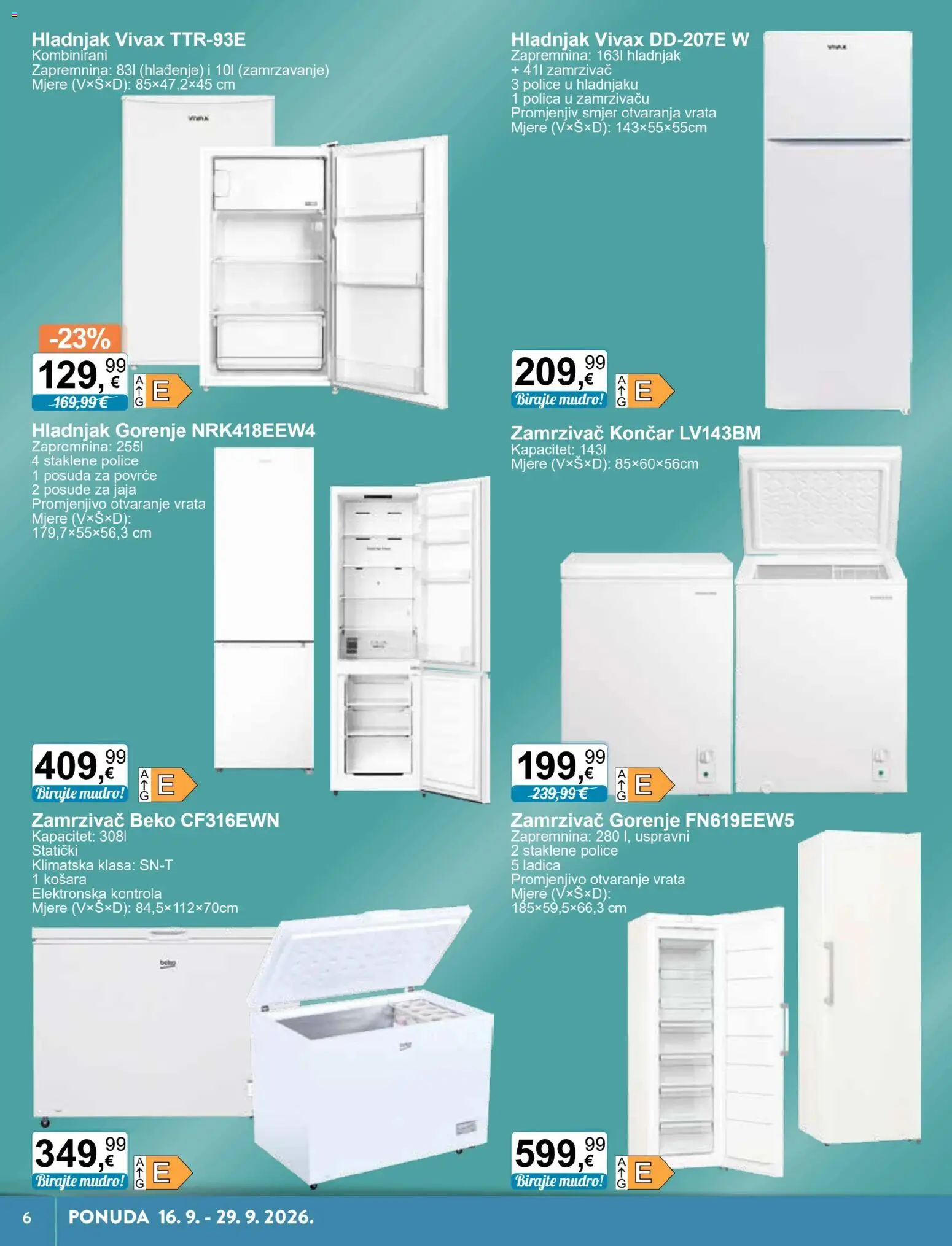 KTC katalog | vrijedi od 16.09.2026 | Stranica: 6 | Proizvodi: Košara, Vrata, Posuđe, Zamrzivač