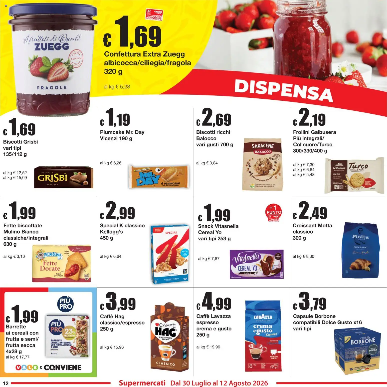 Volantino Sì con Te del 30/07/2026 | Pagina: 12 | Prodotti: Crema, Caffè, Fette biscottate, Frollini