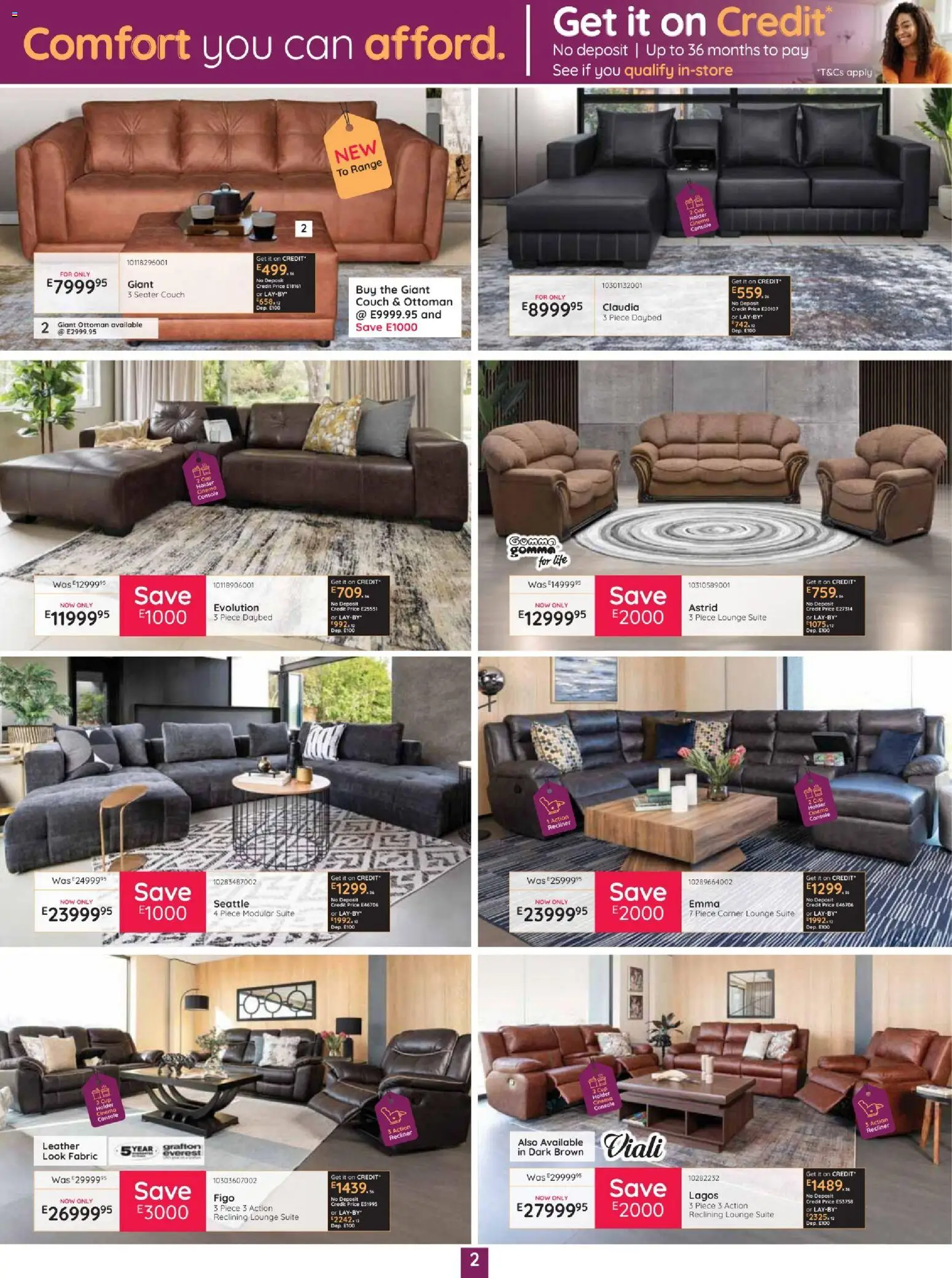 New Bradlows catalogue – valid from 17/09/2026 | Page: 2 | Products: Seater, Couch, Lounge suite, Ottoman