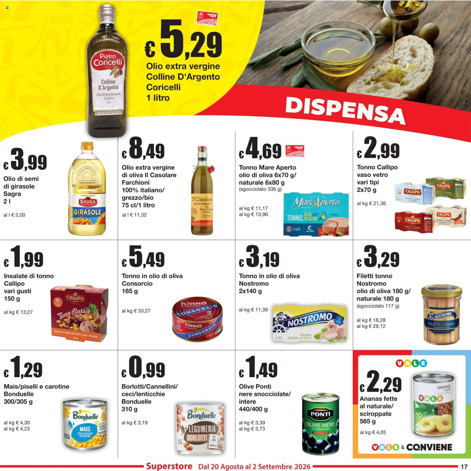 Volantino Sì con Te del 20/08/2026 | Pagina: 17 | Prodotti: Olio di semi, Olio, Mais, Vaso