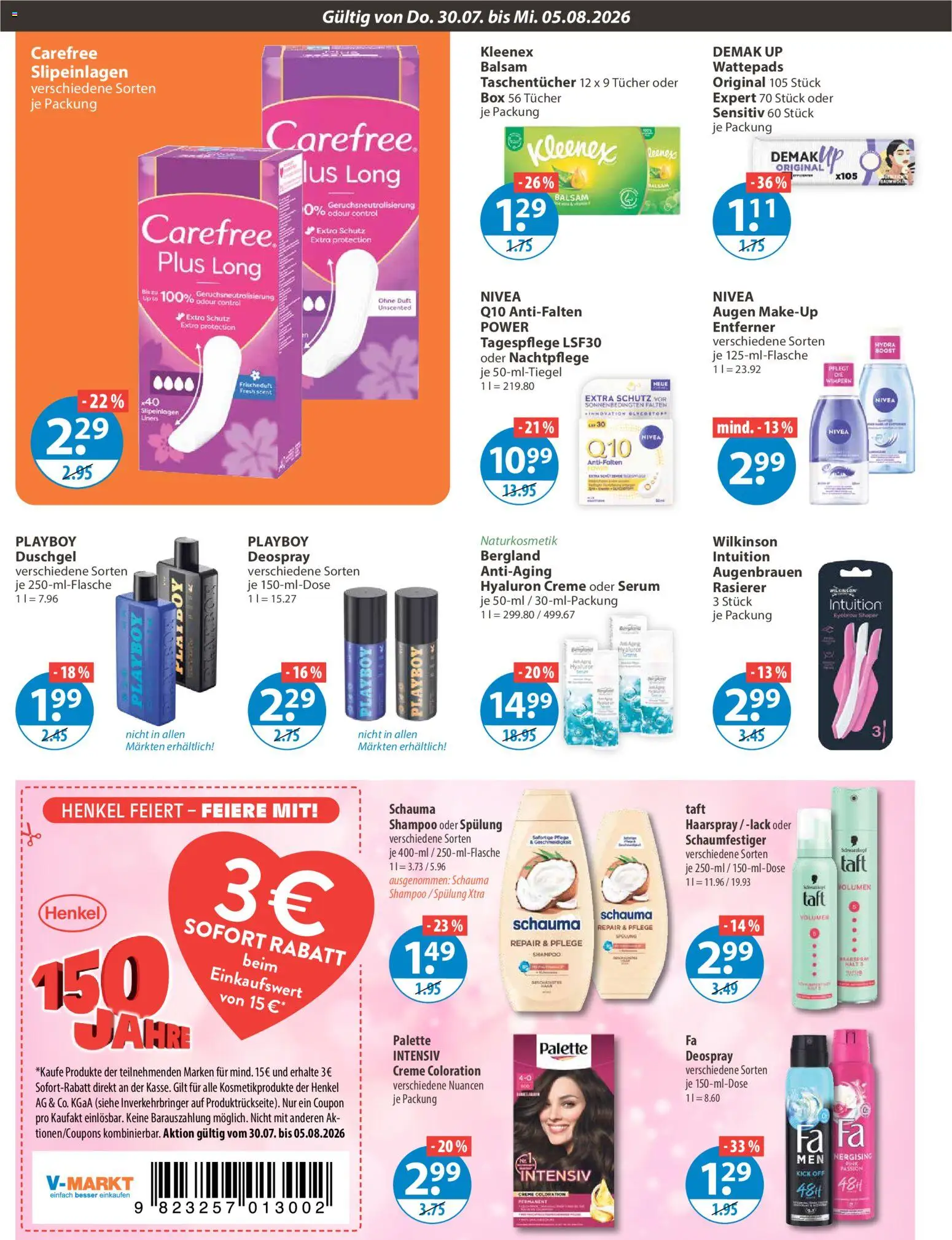 V-Markt Angebote – gültig ab 30.07.2026 | Seite: 12 | Produkte: Wattepads, Duft, Haarspray, Duschgel