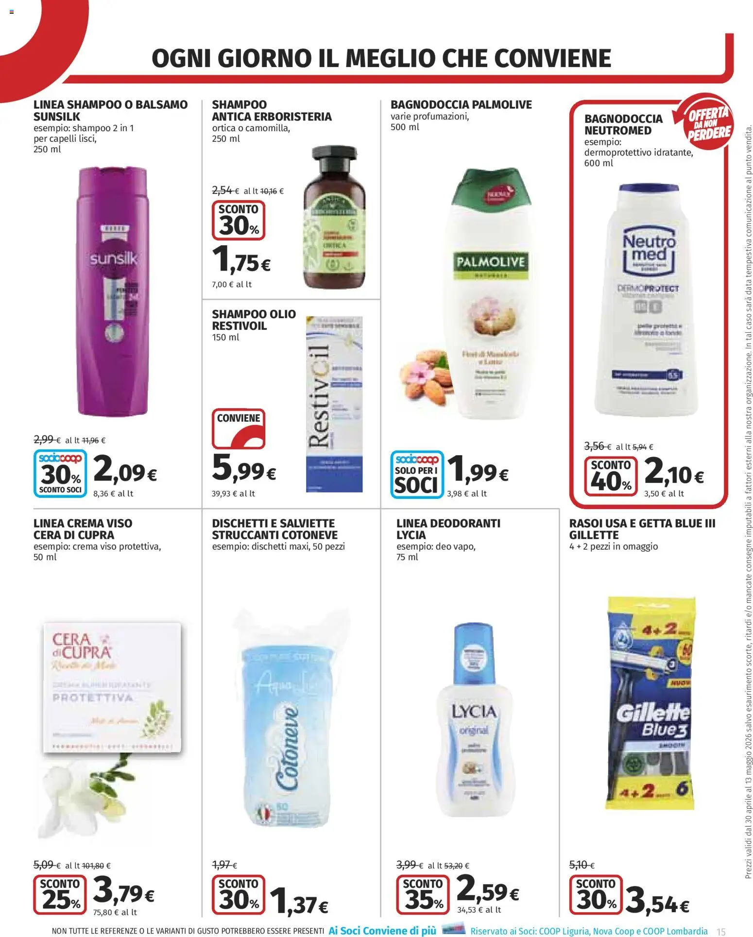 Volantino COOP del 30.04.2026 | Pagina: 15 | Prodotti: Shampoo, Balsamo, Crema, Crema viso