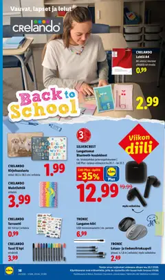 Lidl-mainoslehti voimassa 16/07/2026 alkaen | Sivu: 26 | Tuotteet: Muistilehtiö, Bluetooth-kuulokkeet, Paristot, Hiiri