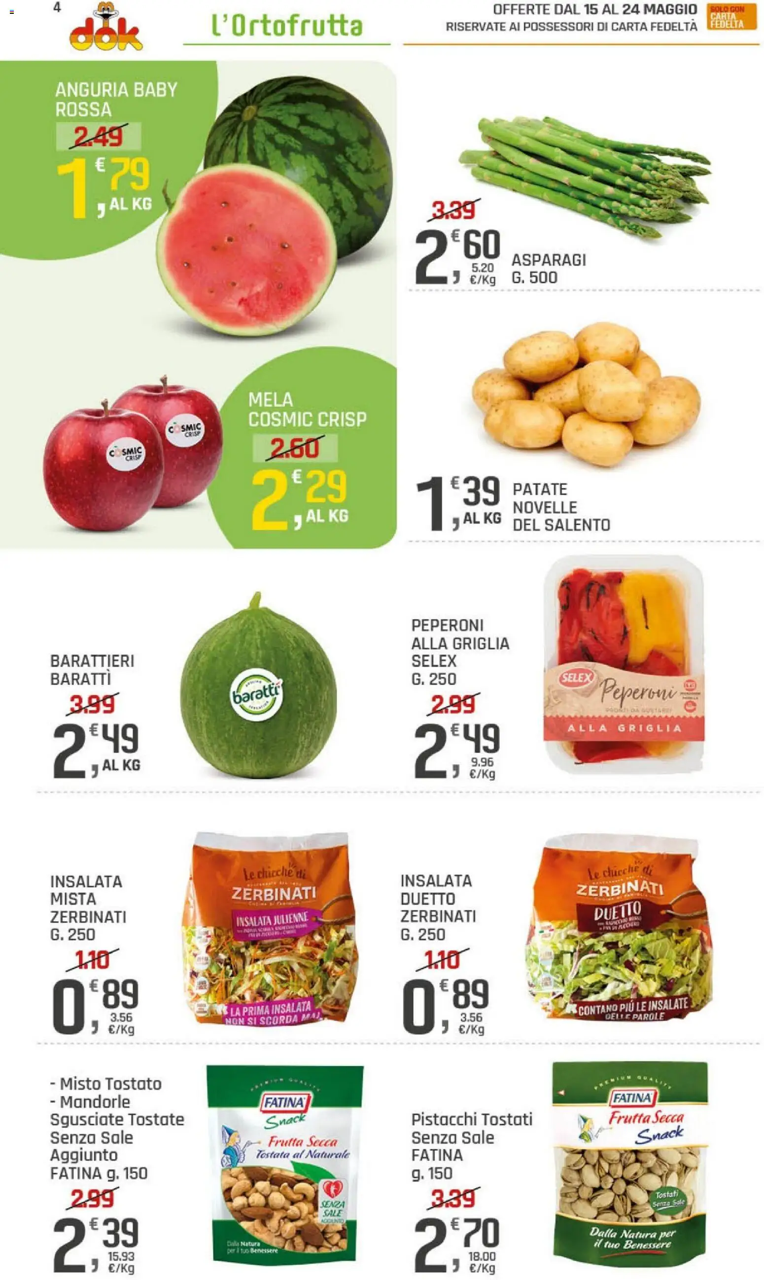 Volantino DOK del 15.05.2026 | Pagina: 4 | Prodotti: Peperoni, Insalata, Mandorle, Asparagi