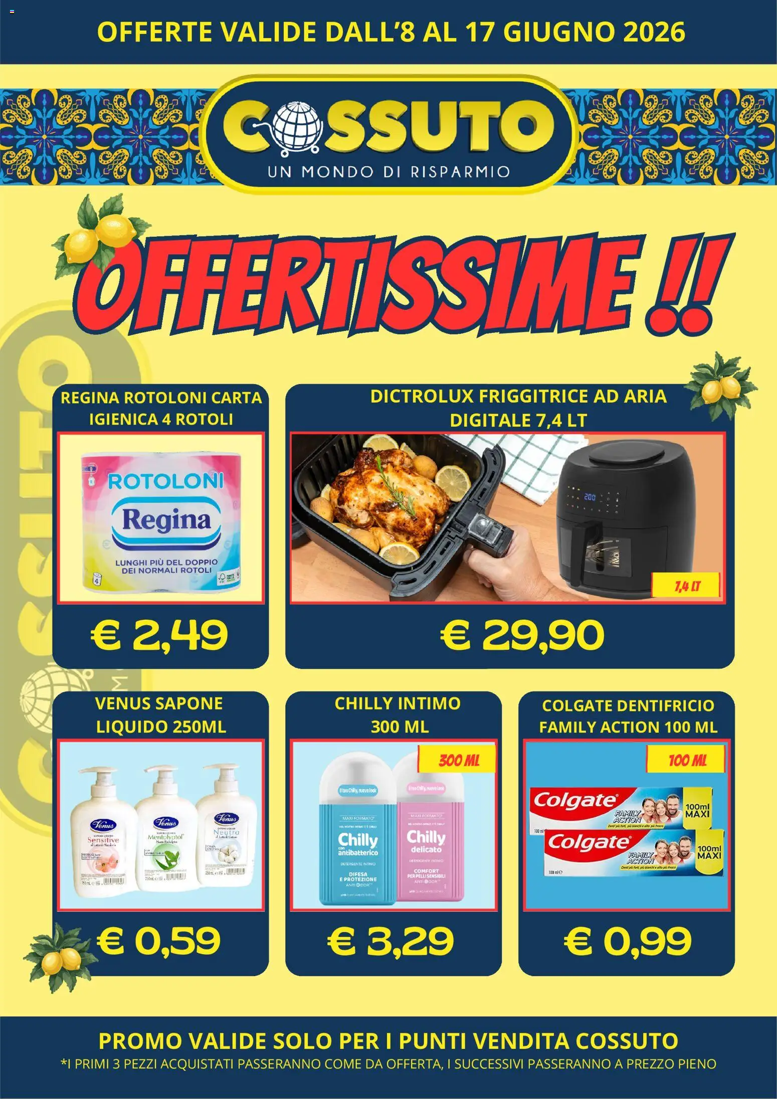 Volantino Cossuto del 08.06.2026 | Pagina: 1 | Prodotti: Friggitrice ad aria, Detergente, Intimo, Friggitrice