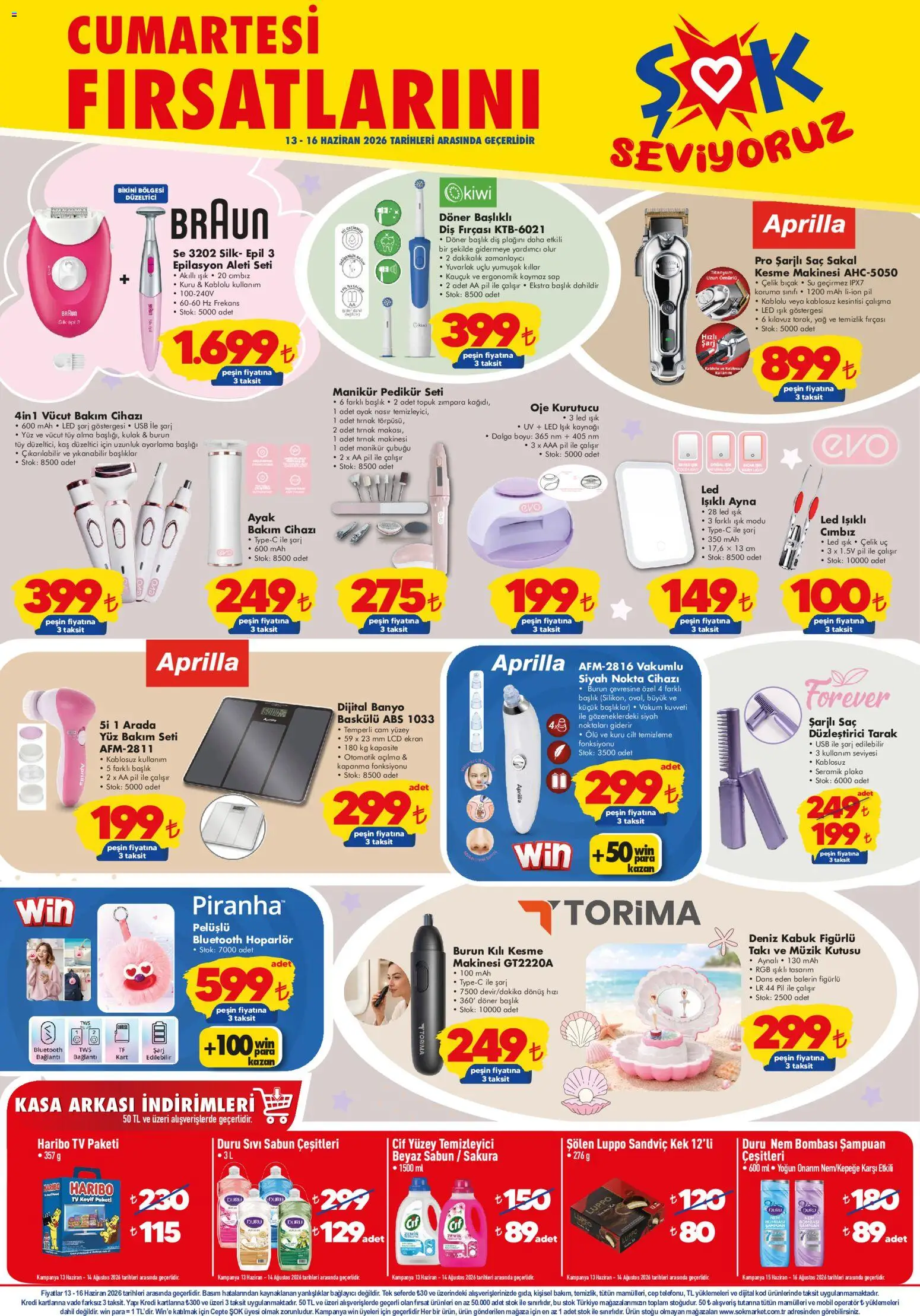 Şok Market - Hafta sonu fırsatları - 13.06.2026 tarihinden itibaren geçerlidir | Sayfa: 1 | Ürünler: Ayna, Oje, Diş fırçası, USB