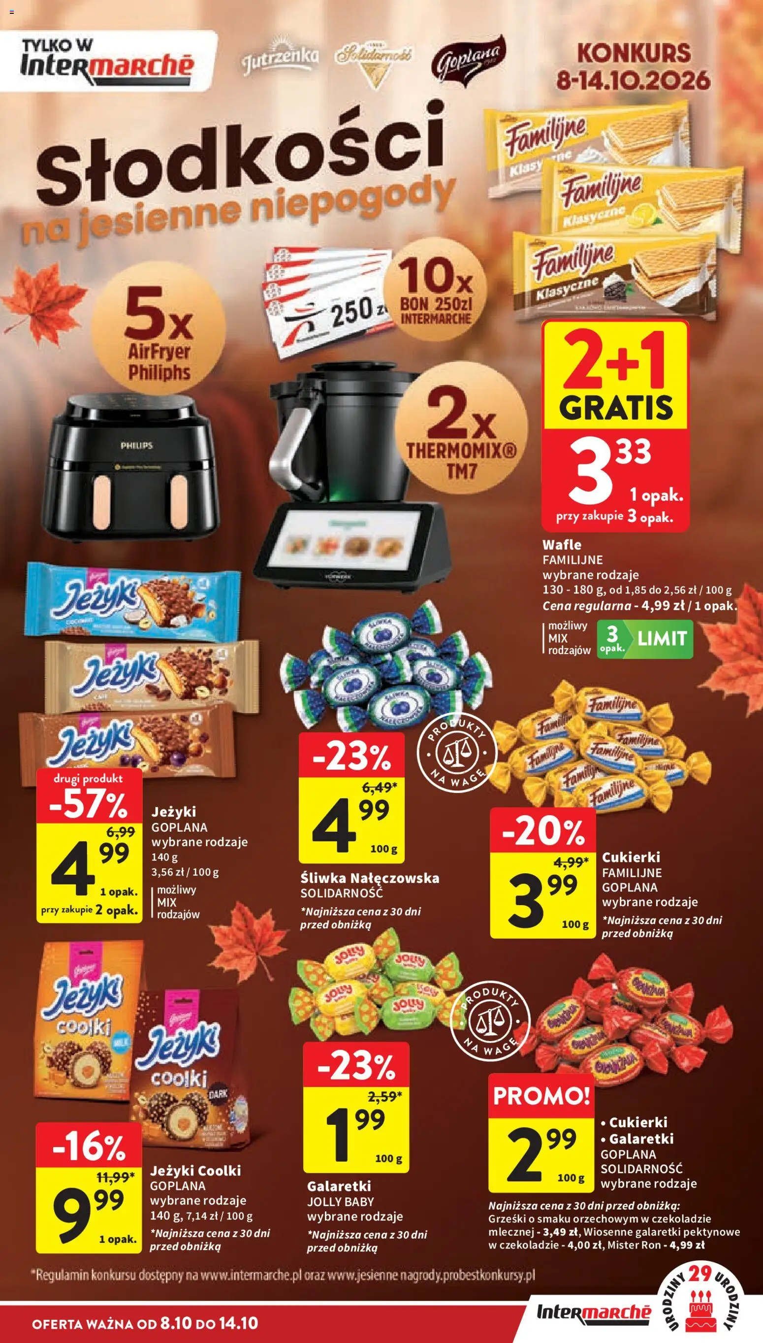 Intermarche gazetka od 08.10.2026 | Strona: 27 | Produkty: Galaretki, Wafle, Śliwka nałęczowska, Cukierki