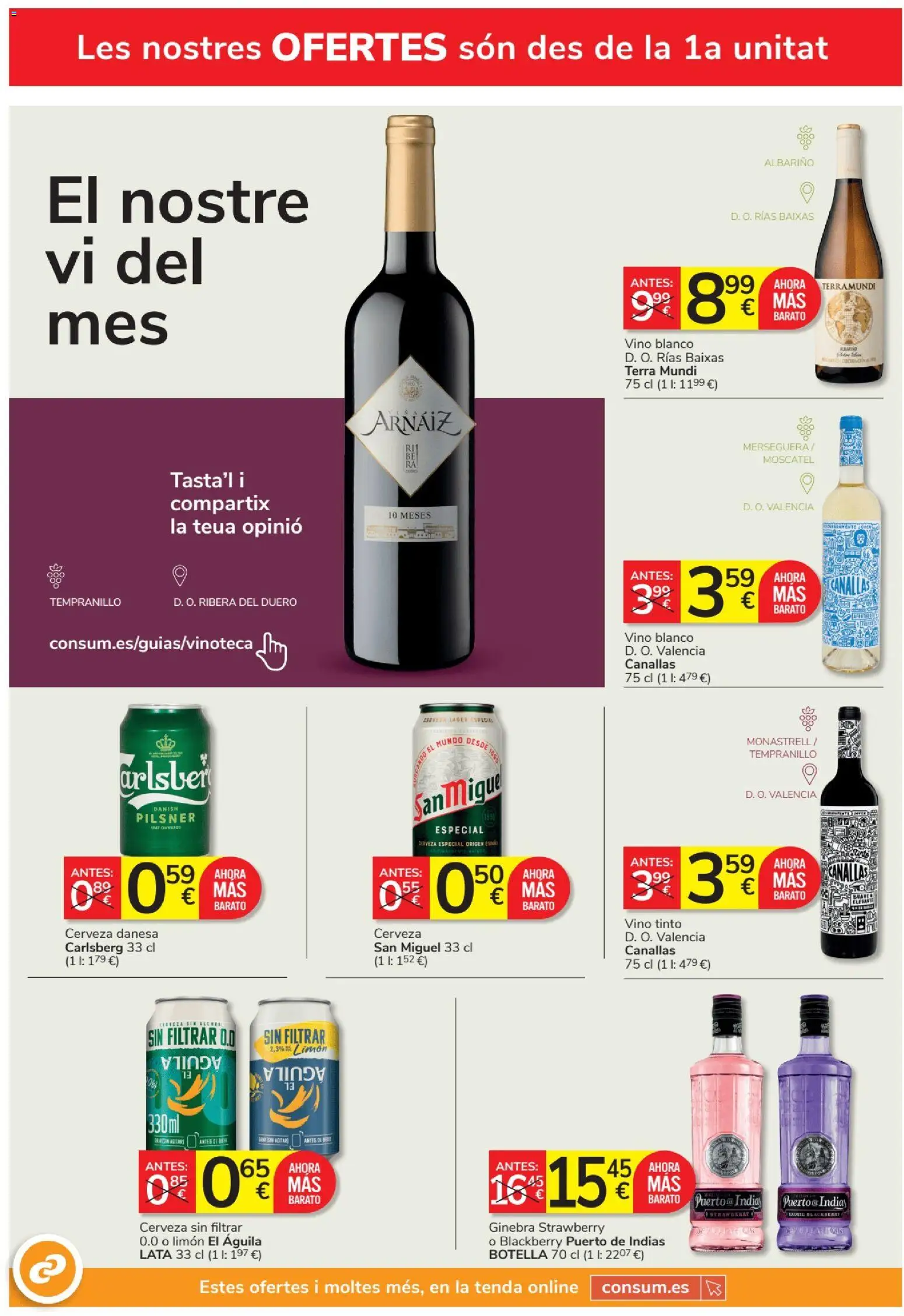 Consum folleto │ válido desde el 27/08/2026 | Página: 14 | Productos: Vino tinto, Limón, Ginebra, Vino blanco