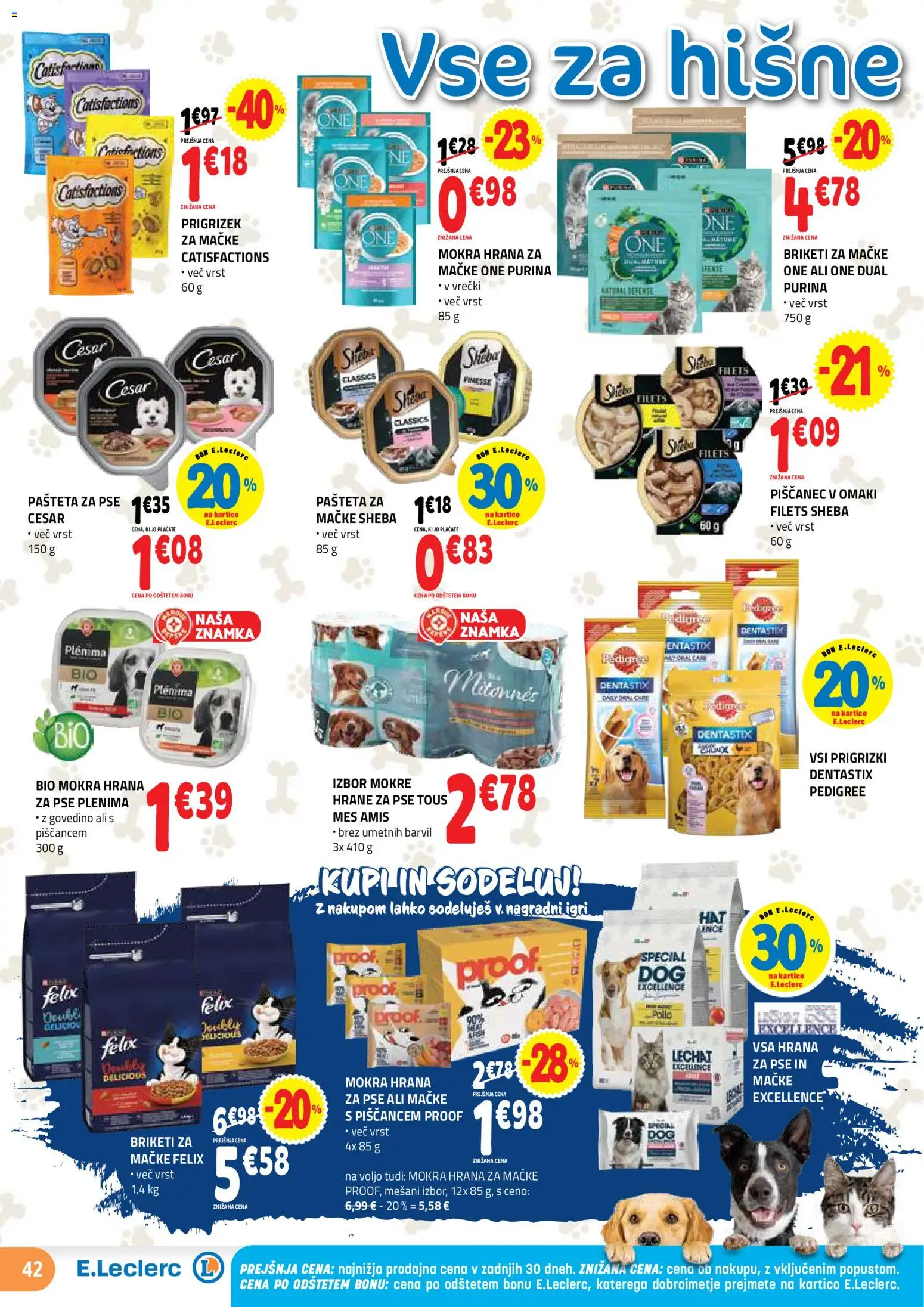 Novi E.leclerc katalog ponudbe – veljaven od 09.09.2026 | Stran: 42 | Izdelki: Hrana za mačke, Pašteta, Prigrizki, Briketi
