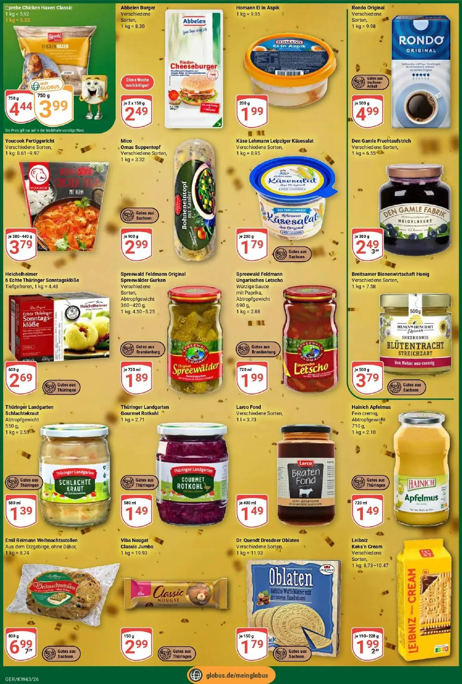 Globus Prospekt Gera (ab 19.10.2026) » Angebote online | Seite: 7 | Produkte: Youcook, Burger, Apfelmus, Gurken