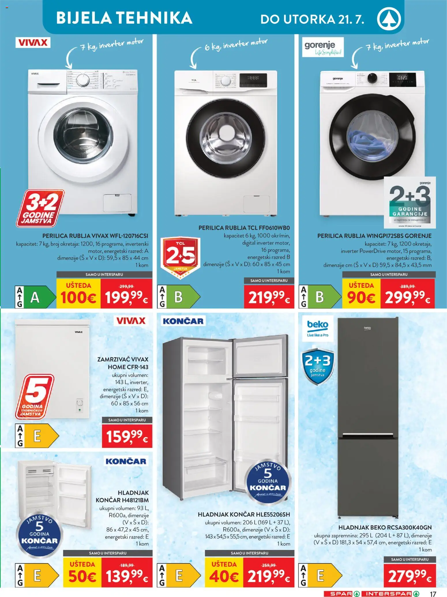 Spar katalog | vrijedi od 08.07.2026 | Stranica: 33 | Proizvodi: Perilica rublja, Hladnjak, Zamrzivač