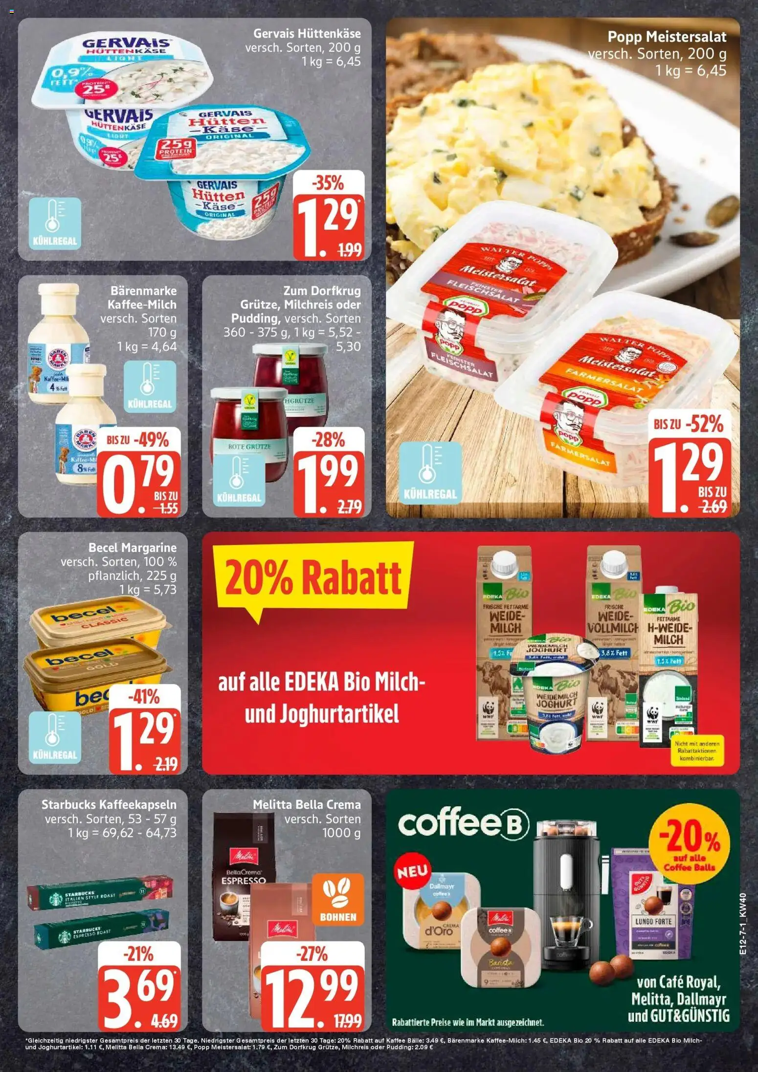 Edeka Prospekt Sterup (ab 28.09.2026) » Angebote Online | Seite: 7 | Produkte: Melitta, Margarine, Käse, Kaffee
