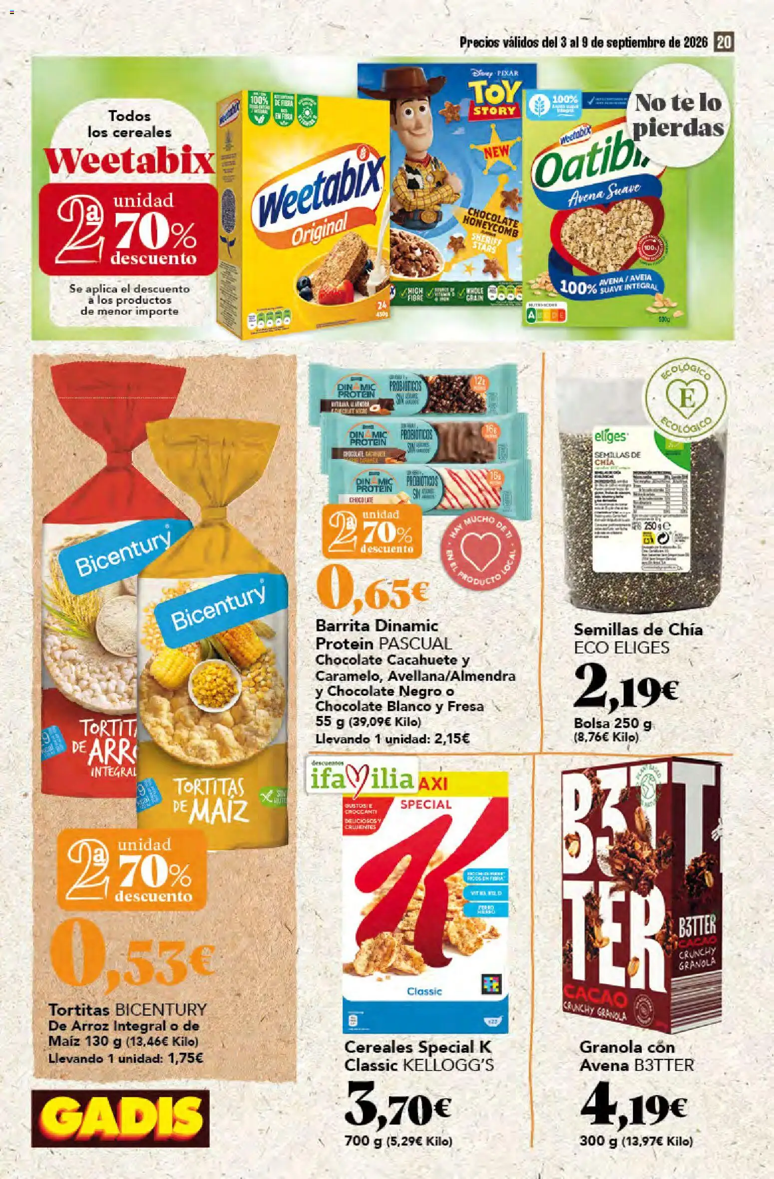 Gadis folleto │ válido desde el 03/09/2026 | Página: 20 | Productos: Chocolate, Arroz, Probióticos, Cacao