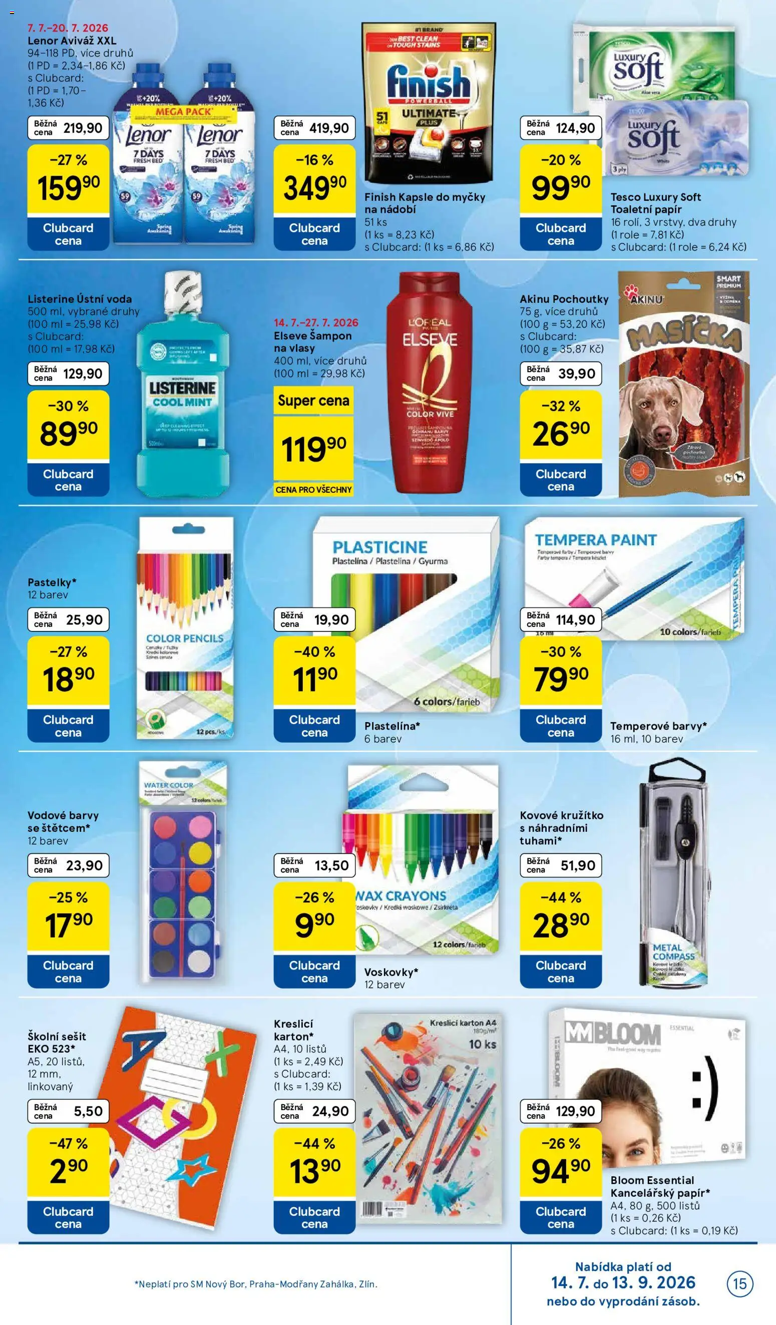 Tesco leták - Supermarket od 15.07.2026 | Strana: 15 | Produkty: Aviváž, Nádobí, Toaletní papír, Listerine