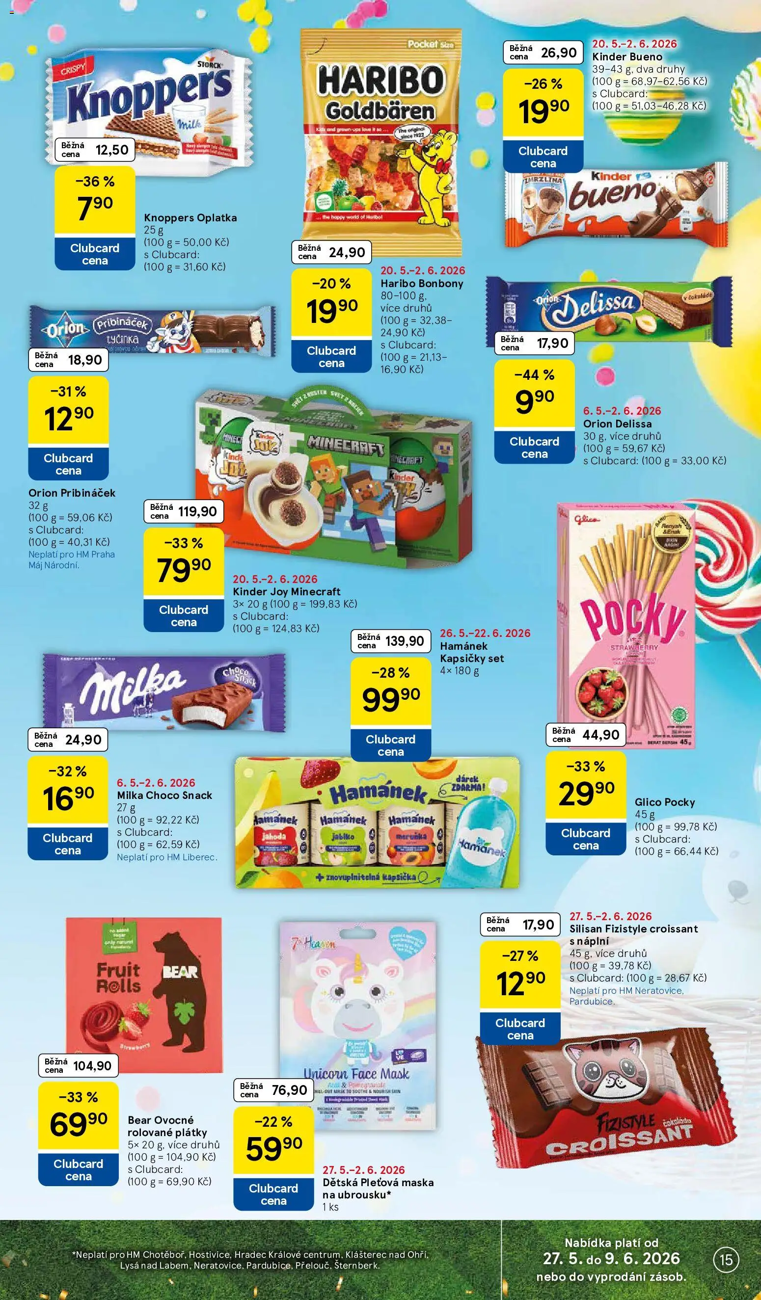 Tesco leták - Hypermarket od 27.05.2026 | Strana: 15 | Produkty: Haribo, Bonbóny, Pribináček, Zmrzlina