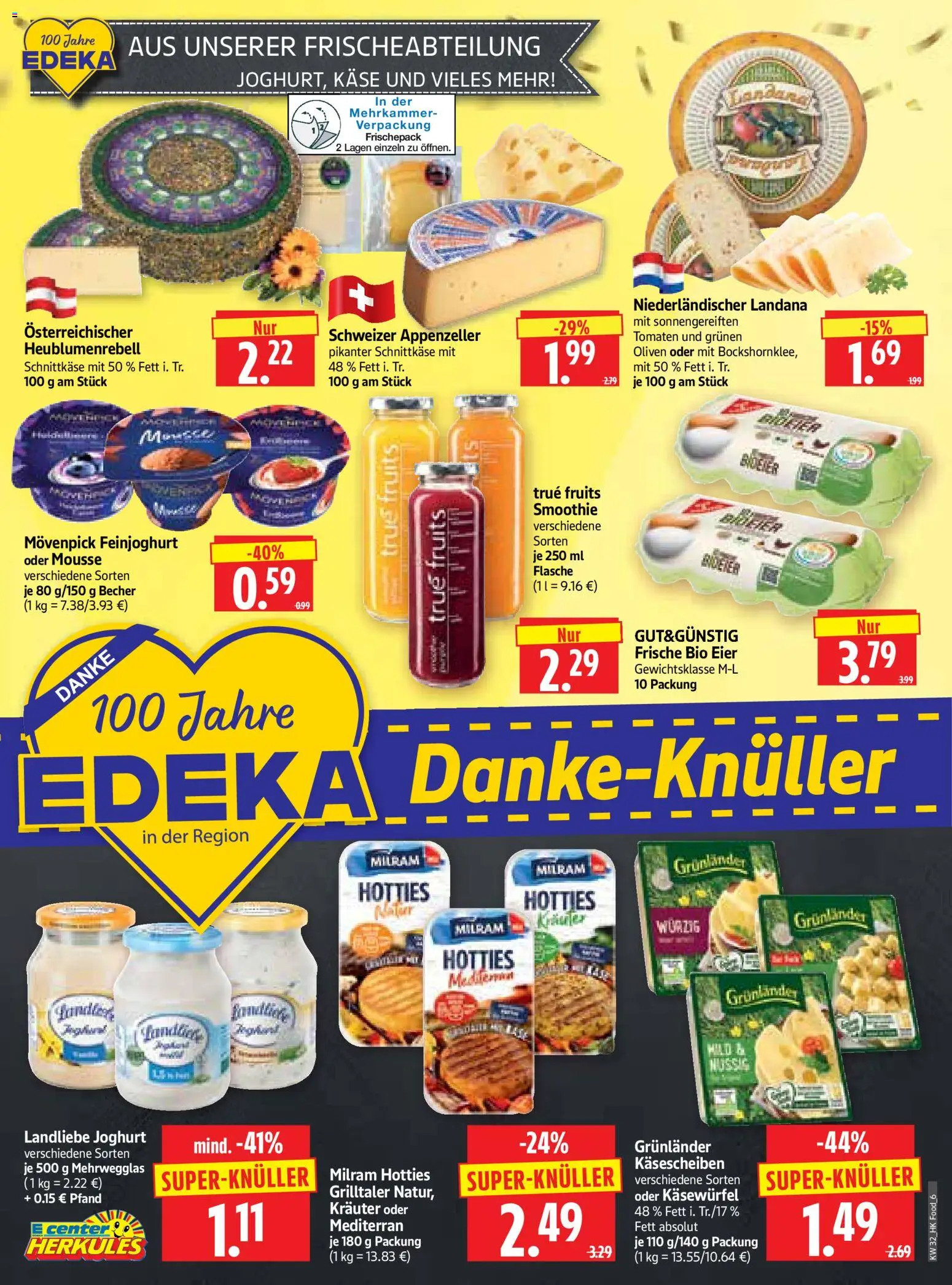 HERKULES Prospekt – gültig ab 03.08.2026 | Seite: 6 | Produkte: Käse, Joghurt, Eier, Milram